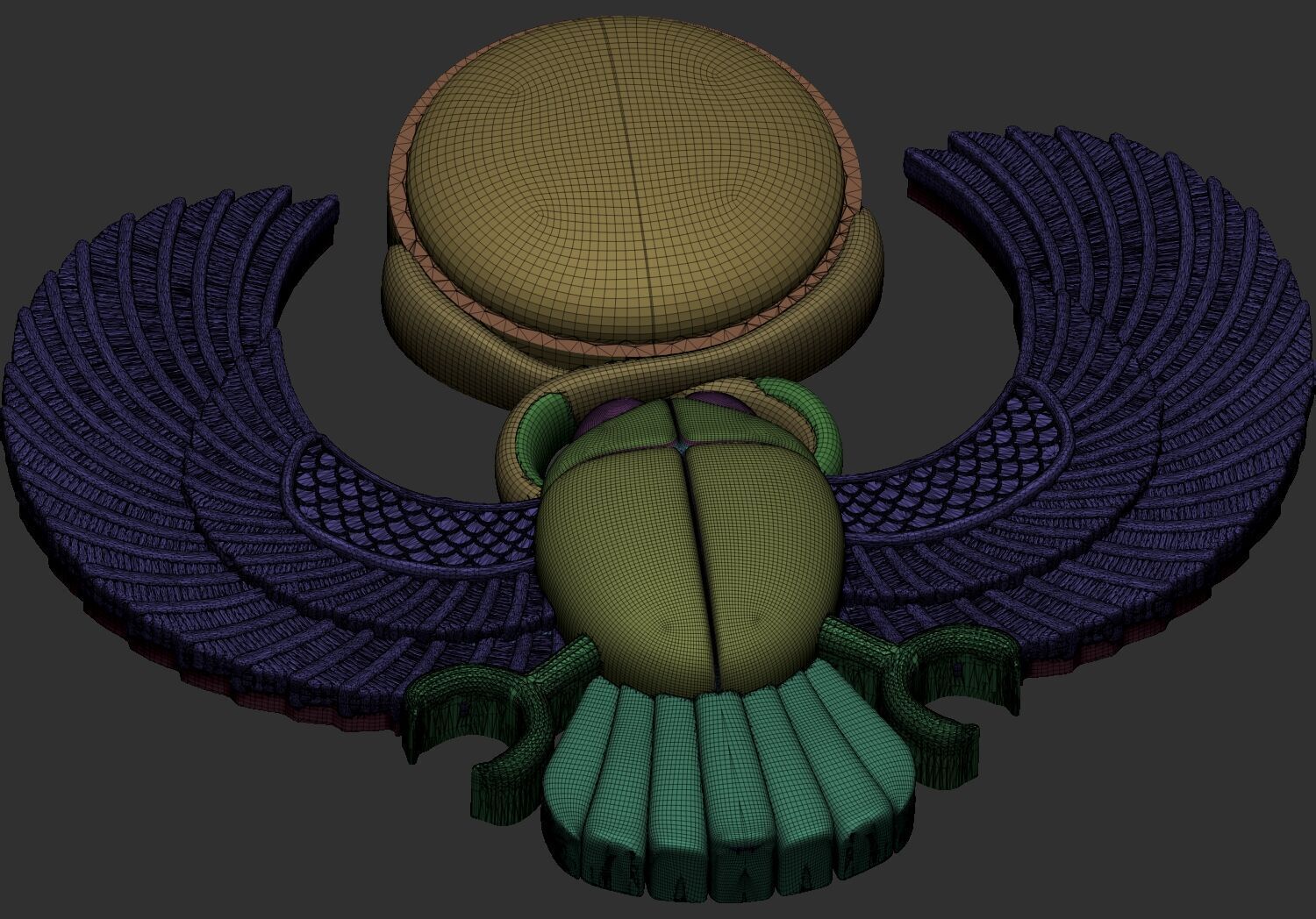 winged pharaoh egyptian scarab 3d printable model cnc 3D print model_6