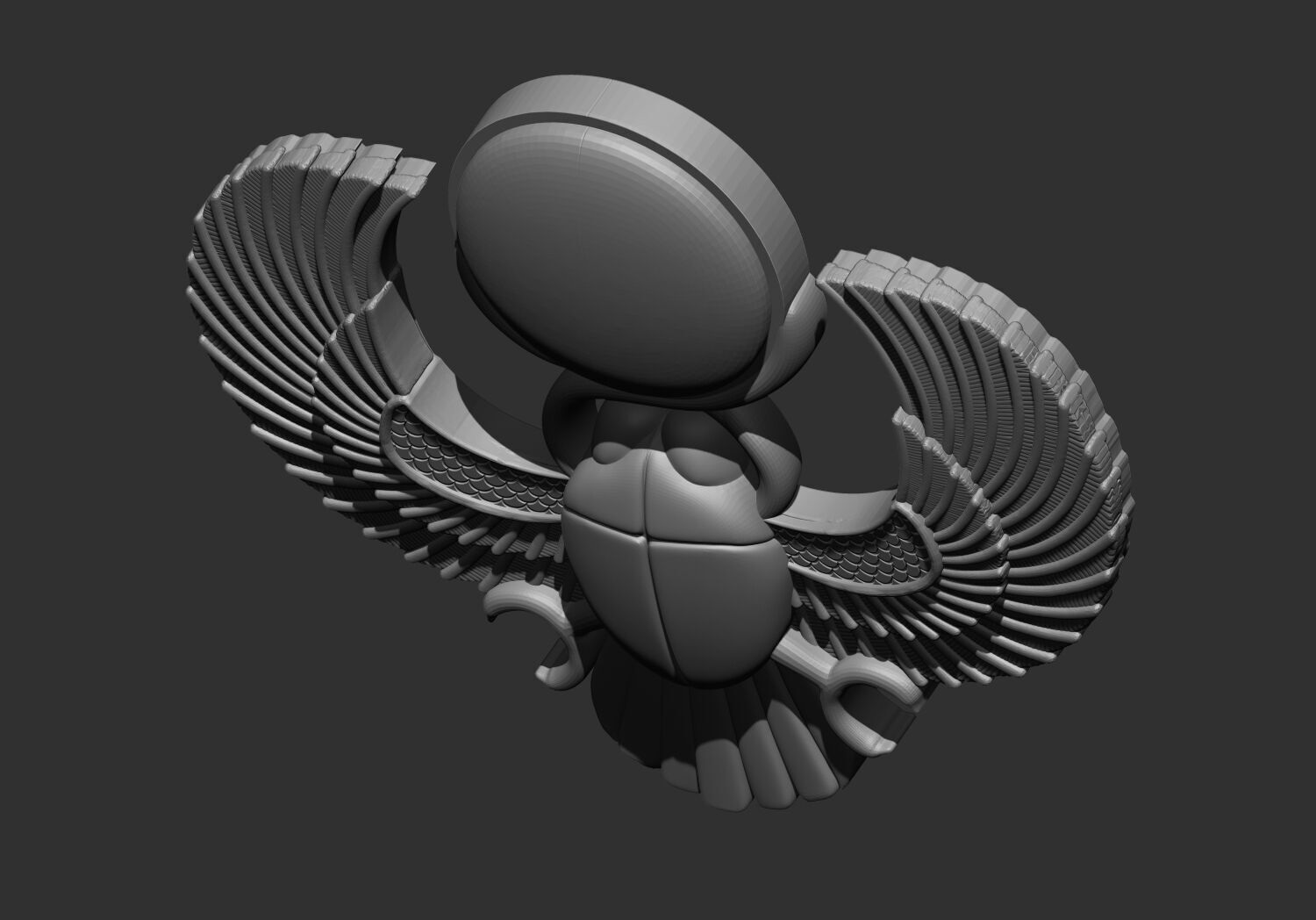 winged pharaoh egyptian scarab 3d printable model cnc 3D print model_1