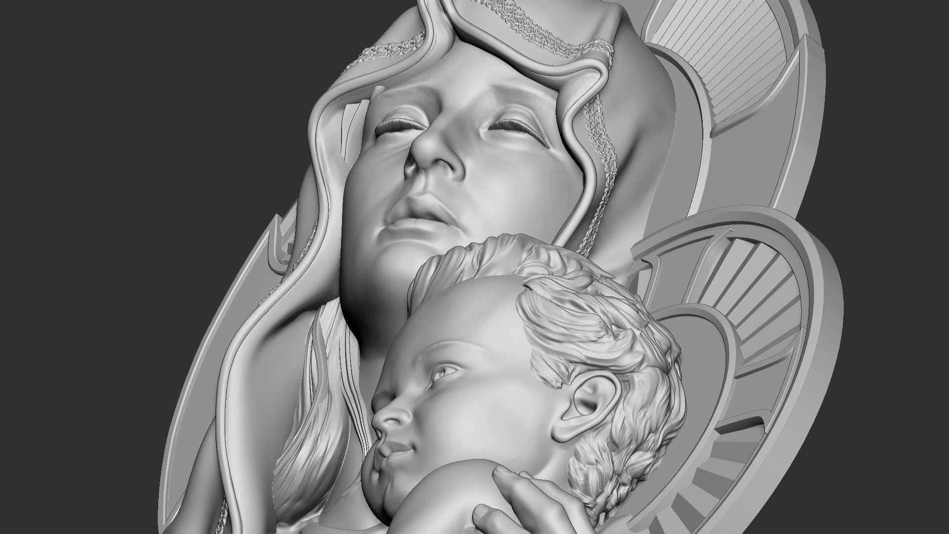 Mother Maria bas-relief 04 3D print model_12