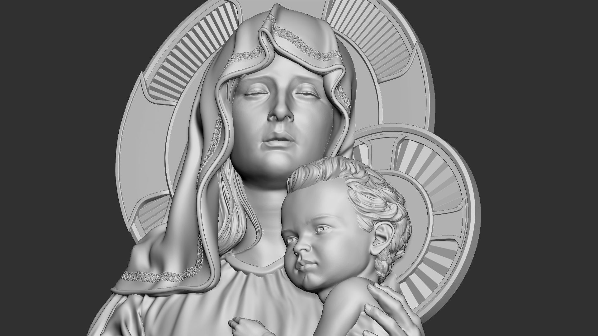 Mother Maria bas-relief 04 3D print model_7
