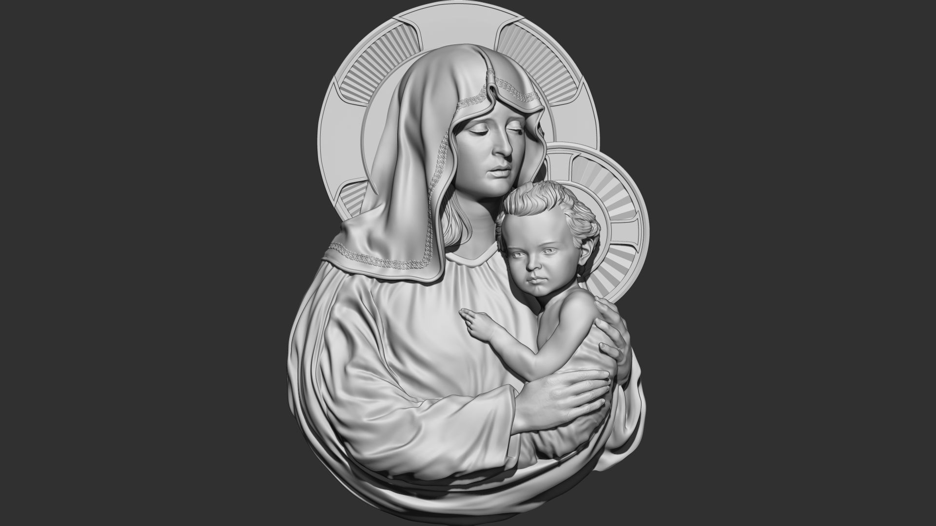 Mother Maria bas-relief 04 3D print model_17
