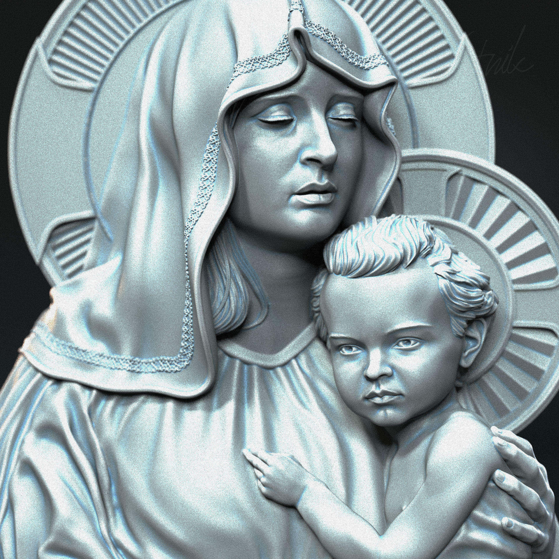 Mother Maria bas-relief 04 3D print model_2