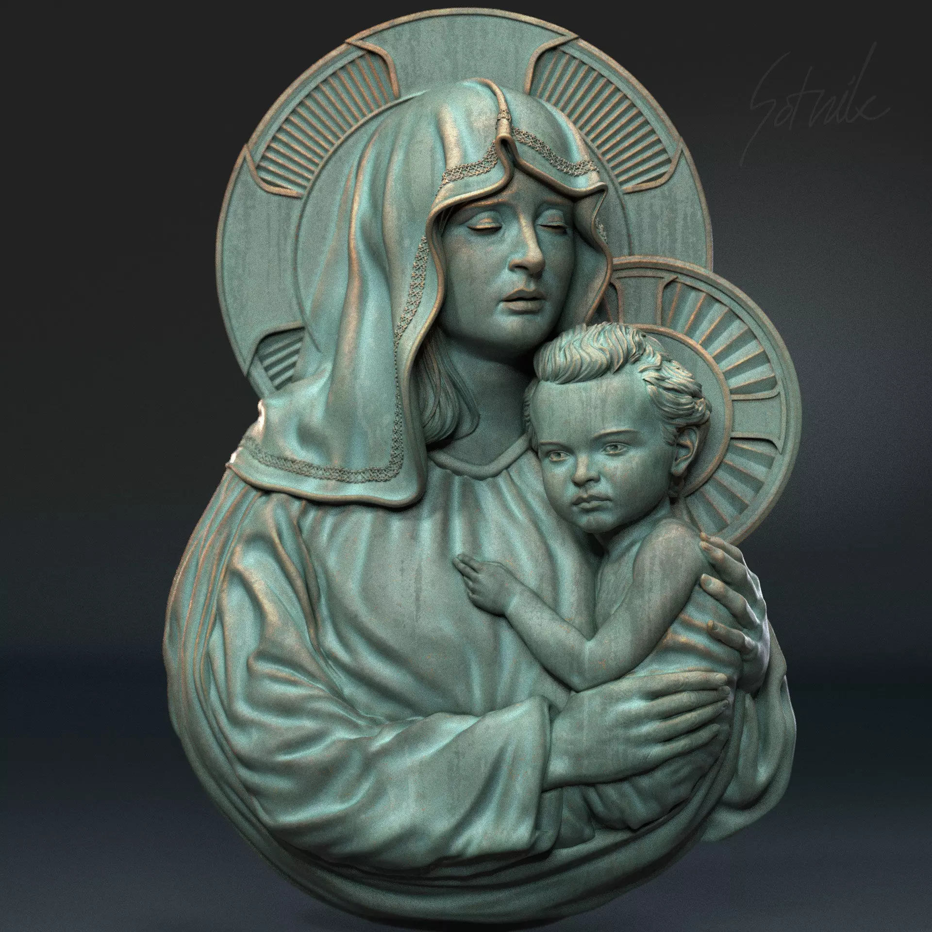 Mother Maria bas-relief 04 3D print model_0
