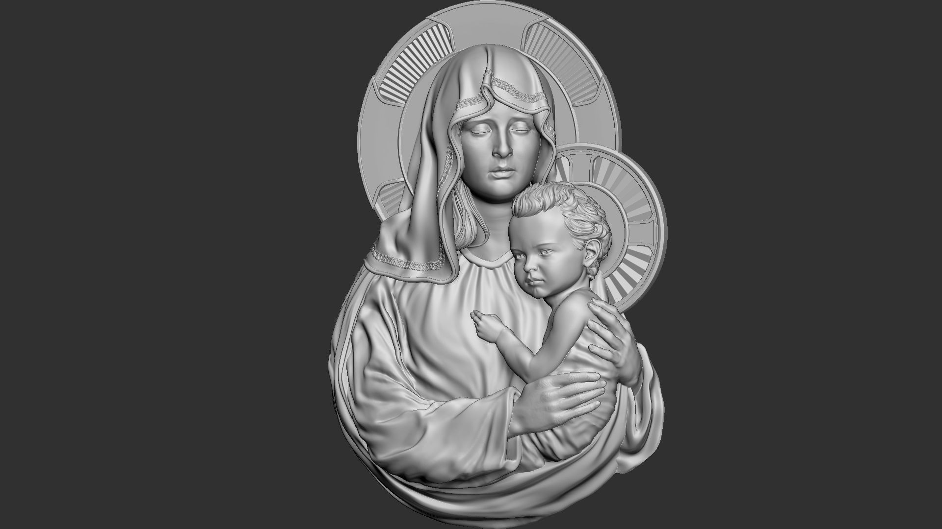 Mother Maria bas-relief 04 3D print model_3