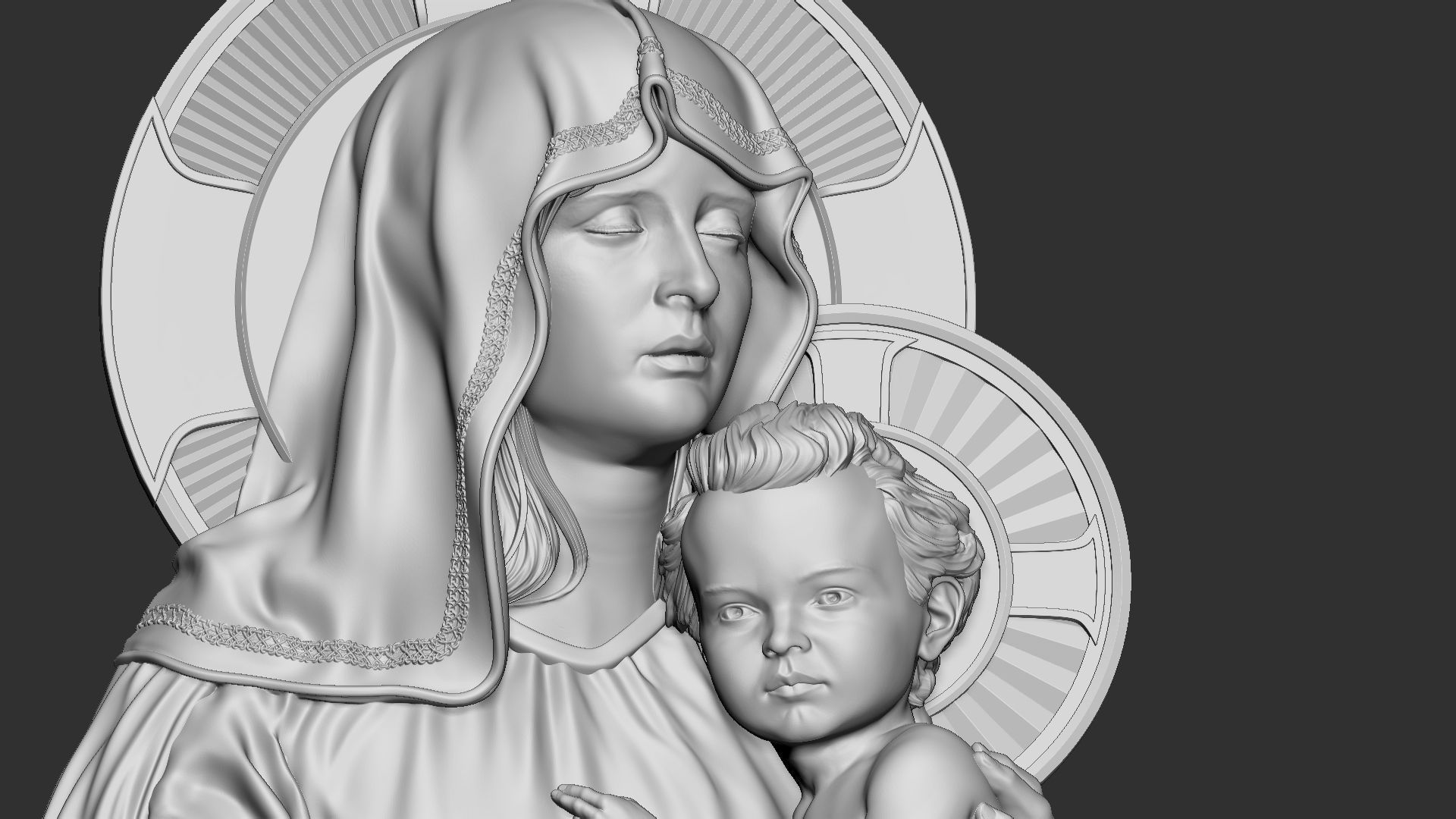 Mother Maria bas-relief 04 3D print model_11