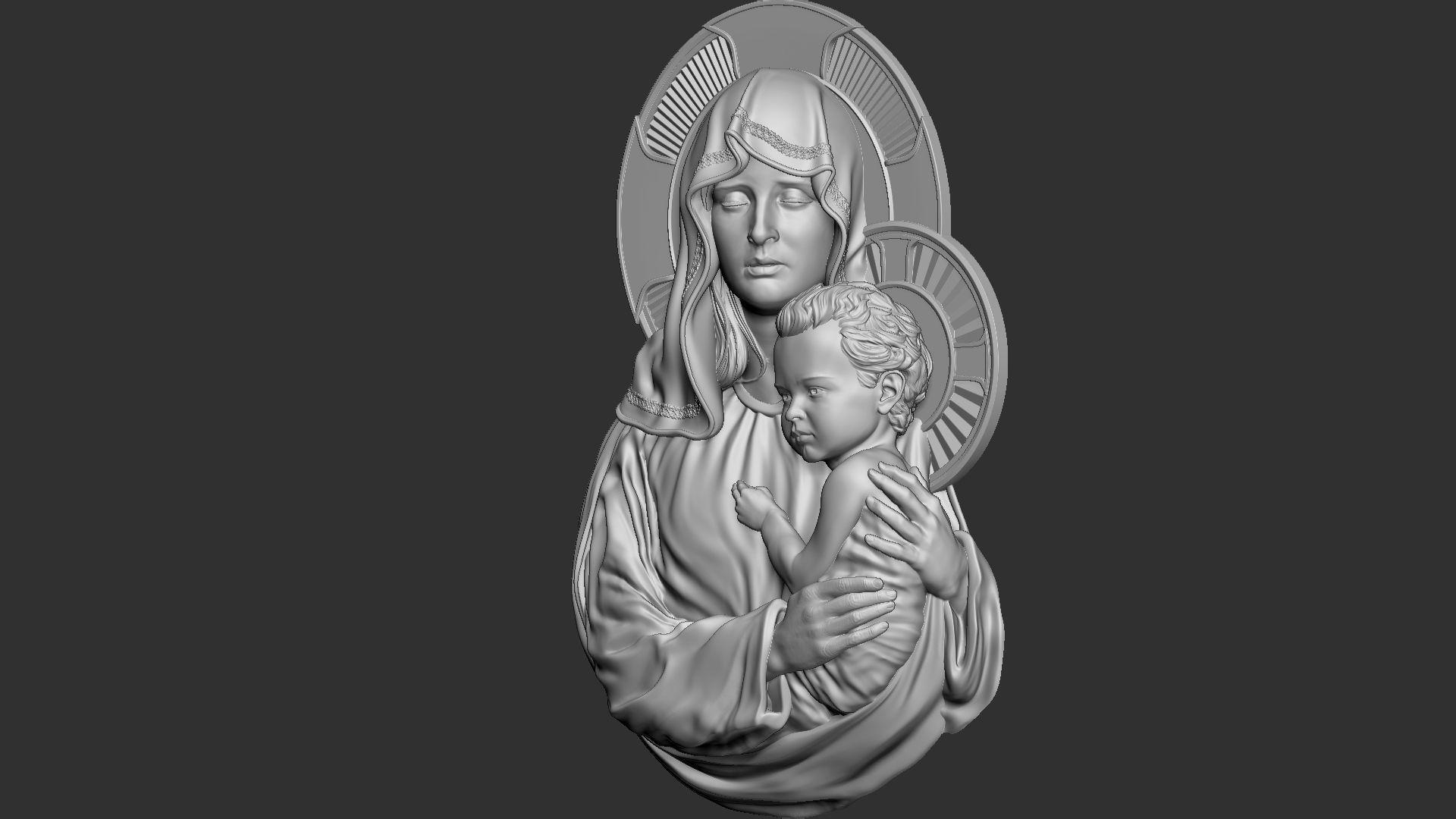 Mother Maria bas-relief 04 3D print model_24