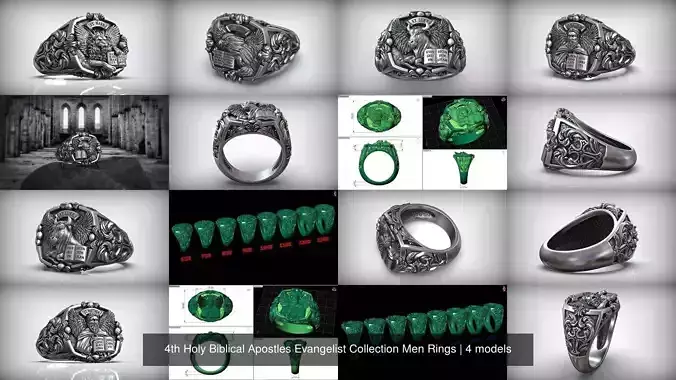 4th Holy Biblical Apostles Evangelist Collection Men Rings