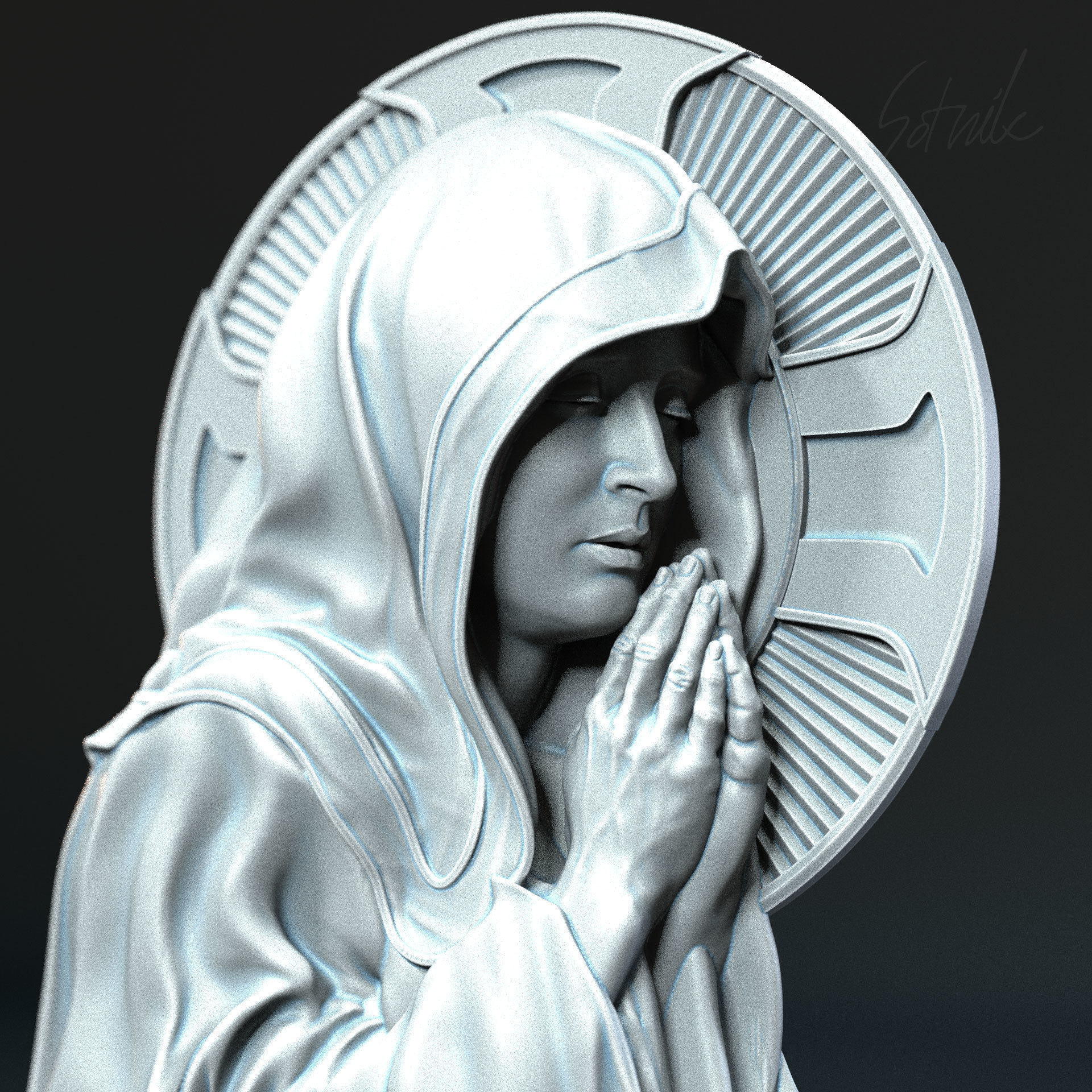 Mother Maria bas-relief 05 3D print model_3