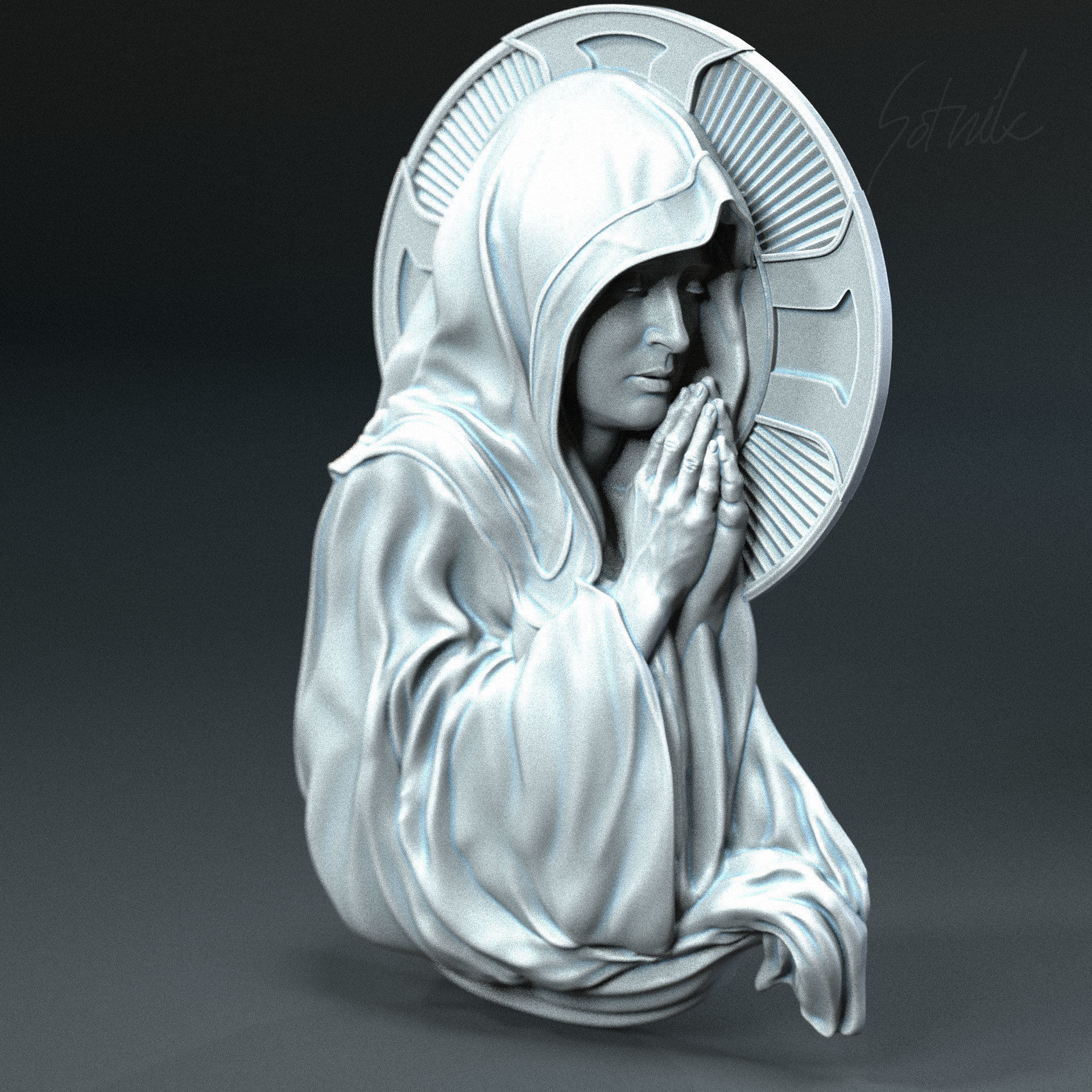 Mother Maria bas-relief 05 3D print model_20