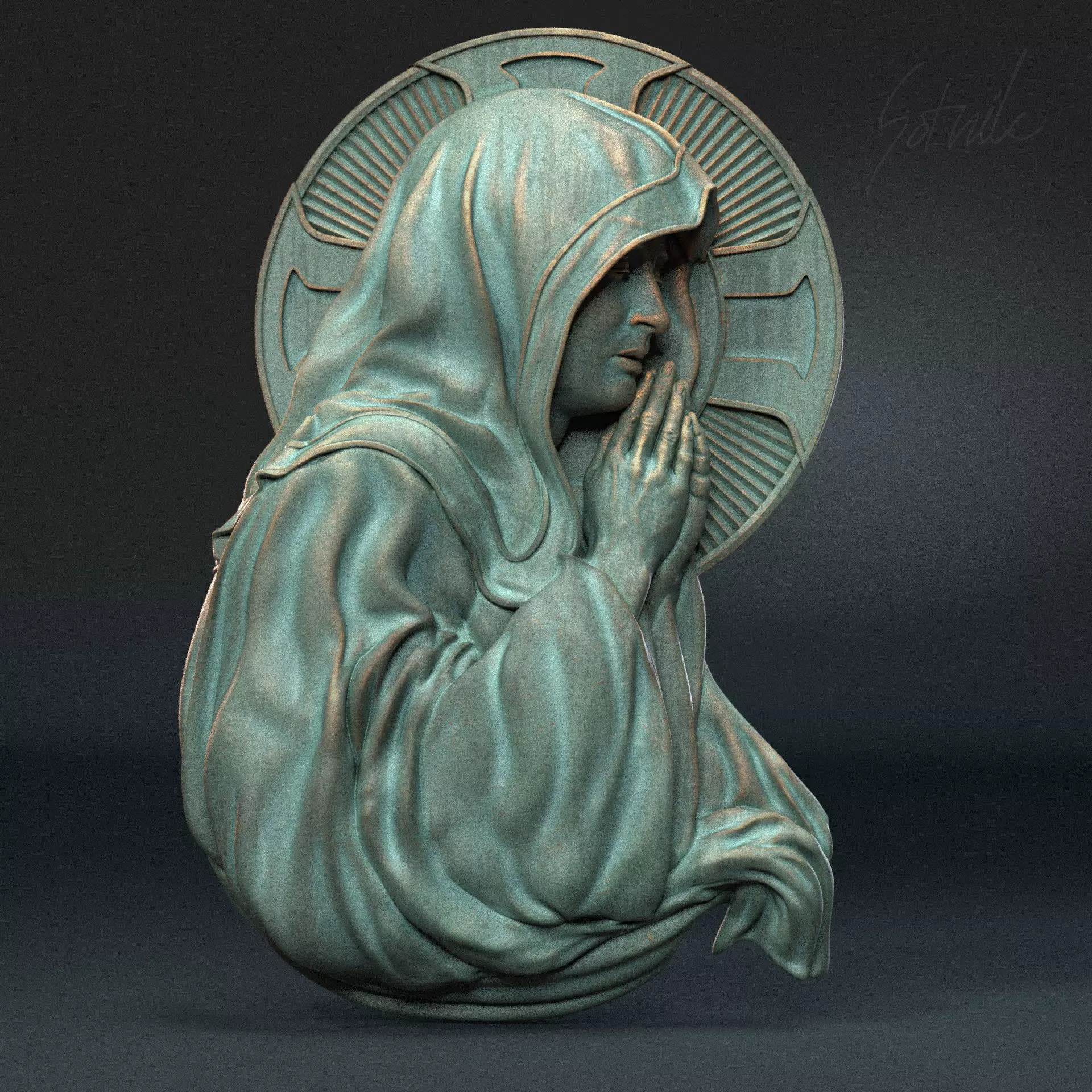 Mother Maria bas-relief 05 3D print model_0