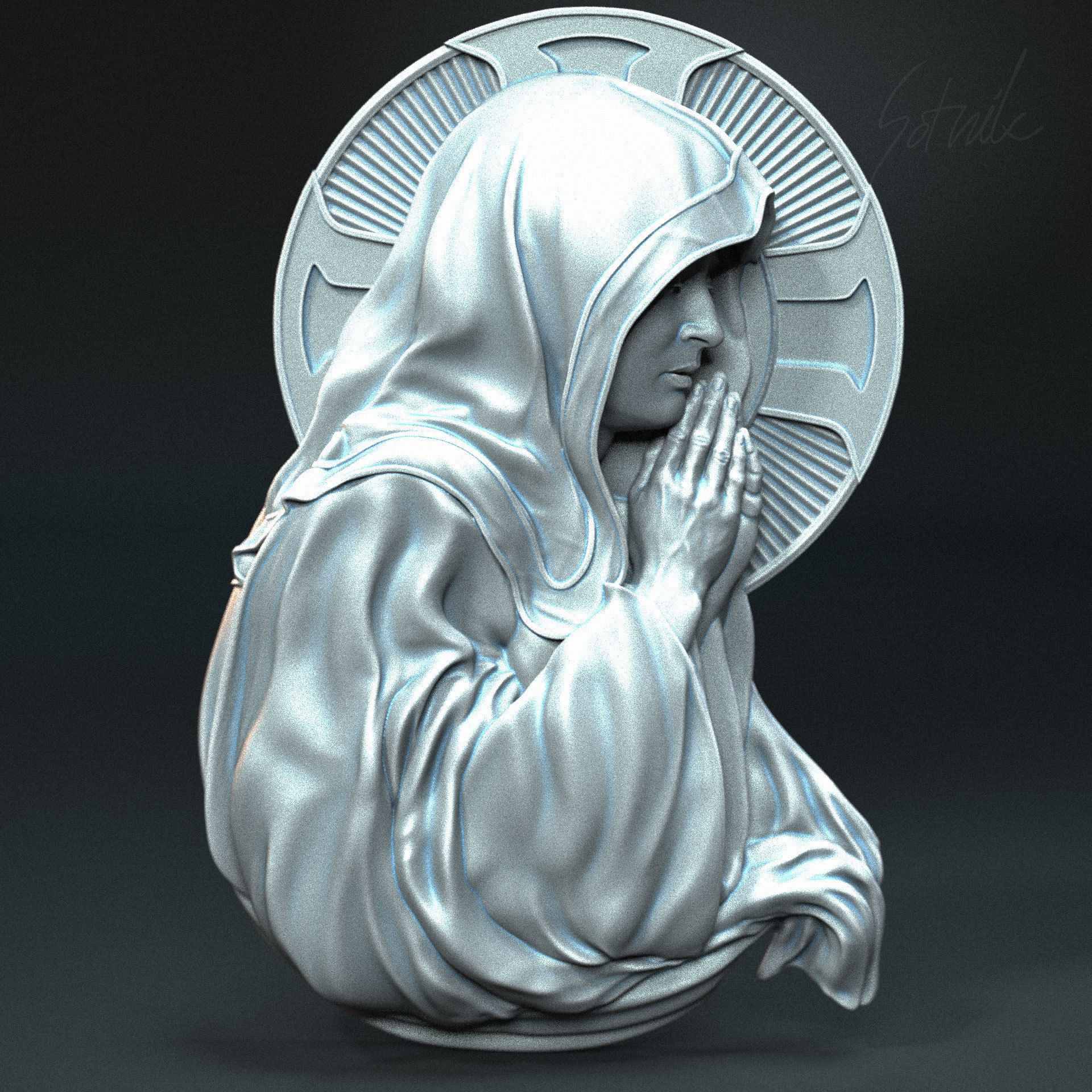 Mother Maria bas-relief 05 3D print model_4