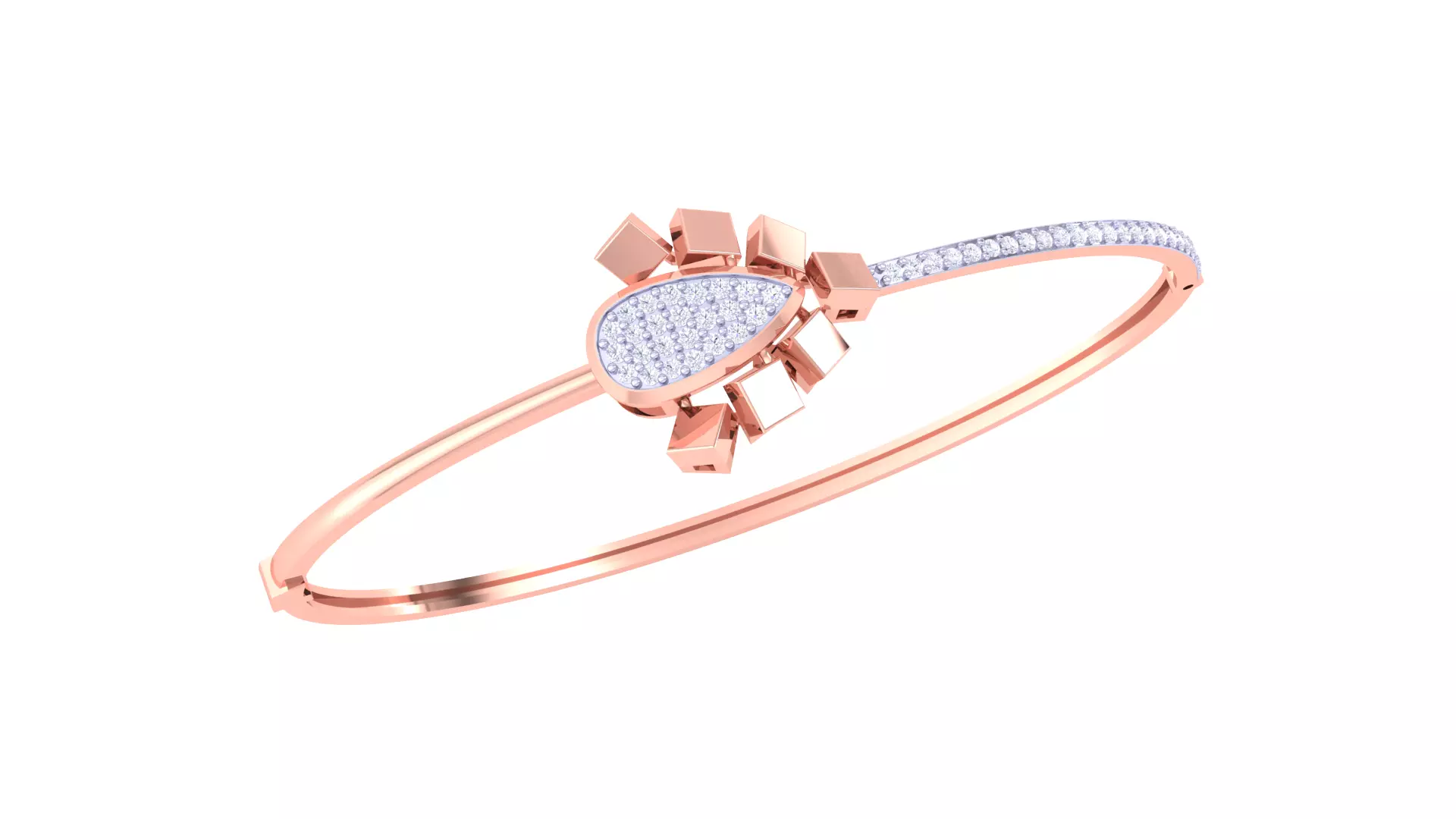 Women Bangle Bracelet 3dm STL OBJ FBX Renders Details 3D print model_0