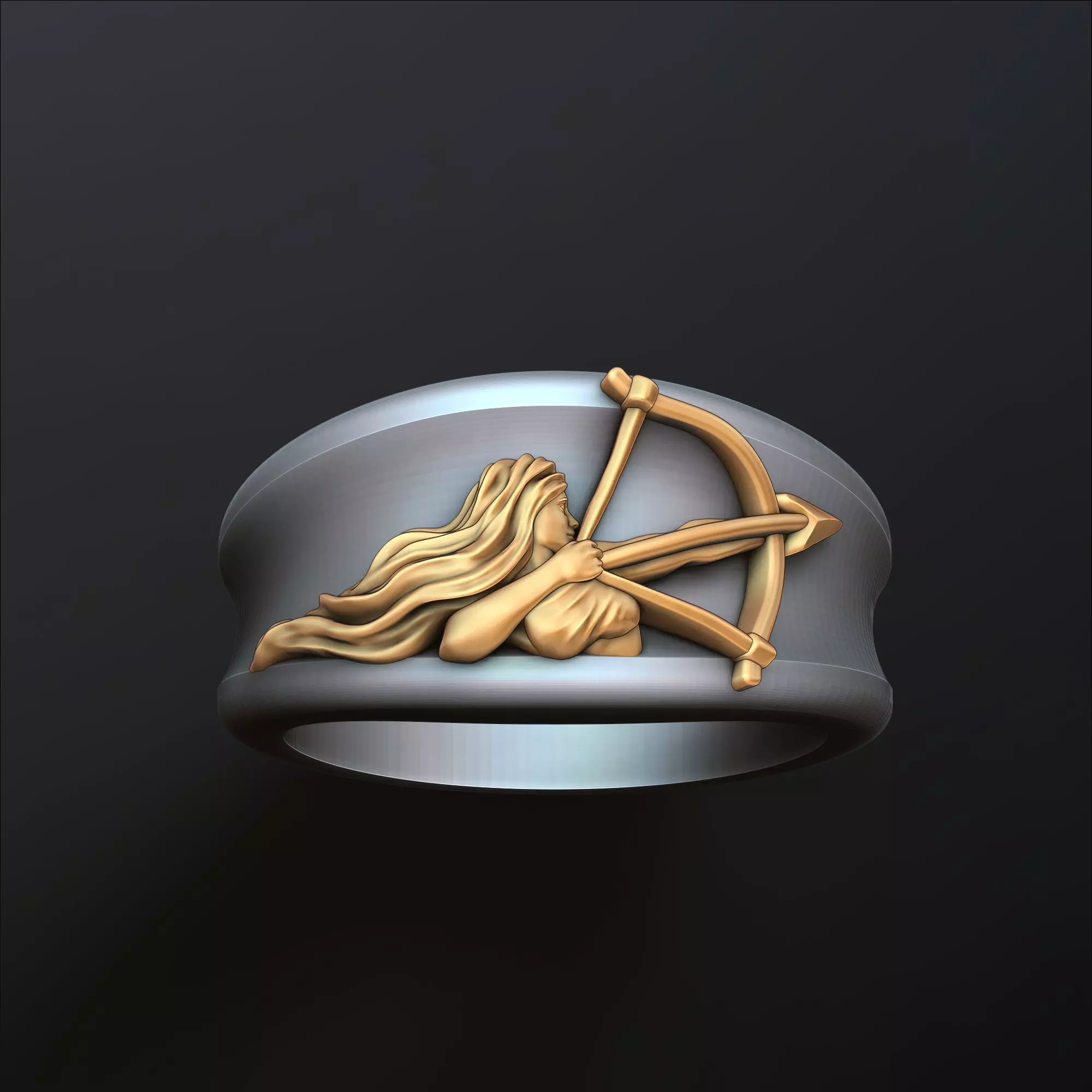 Zodiac Horoscope Sagittarius Ring 3D print model_0