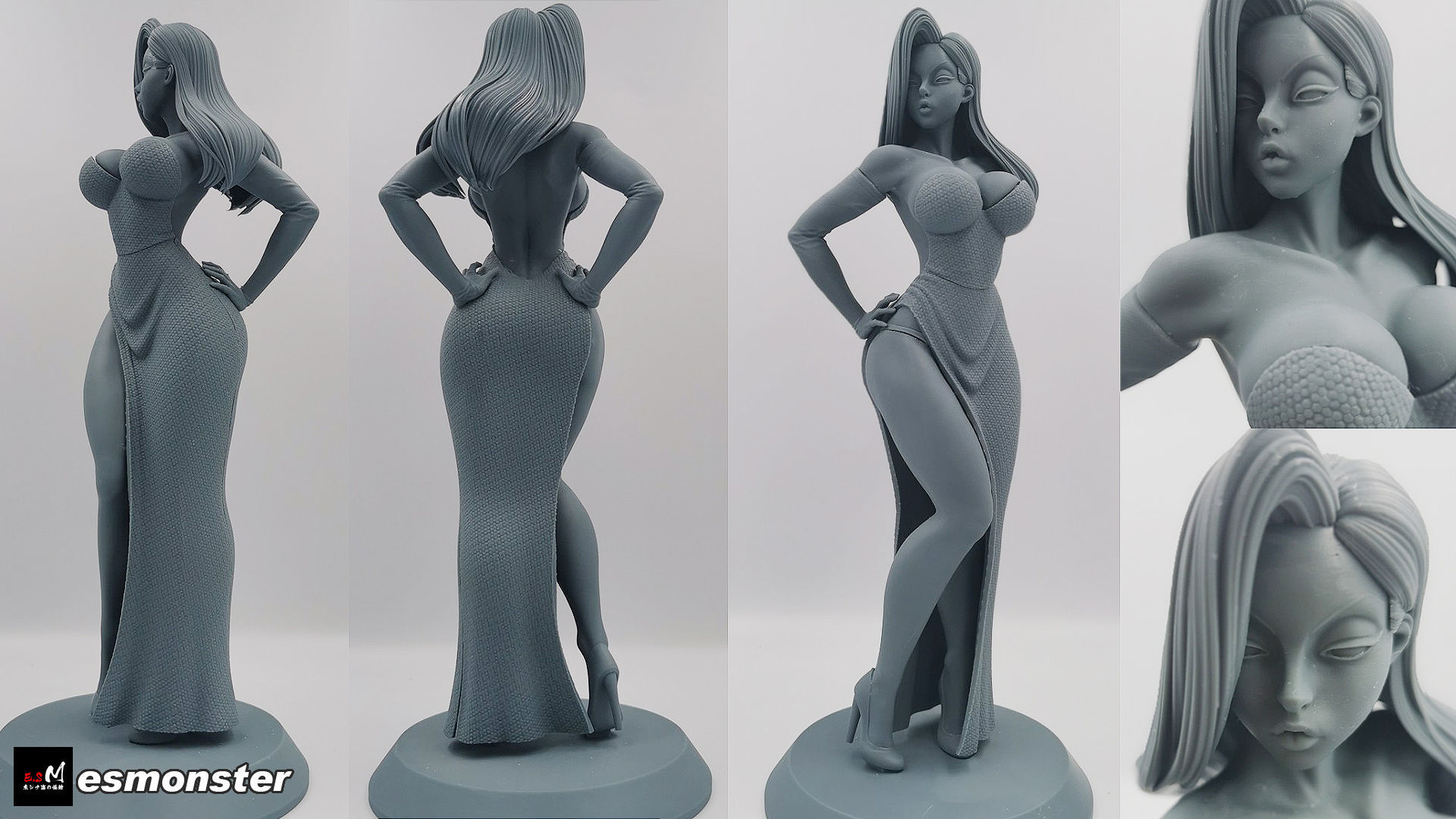 JESSICARABBIT statue of woman in dress 3D print model_26