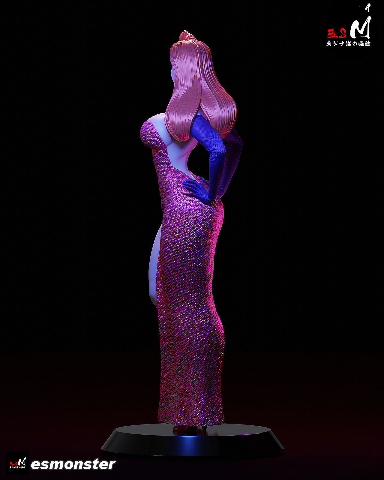 JESSICARABBIT statue of woman in dress 3D print model_23