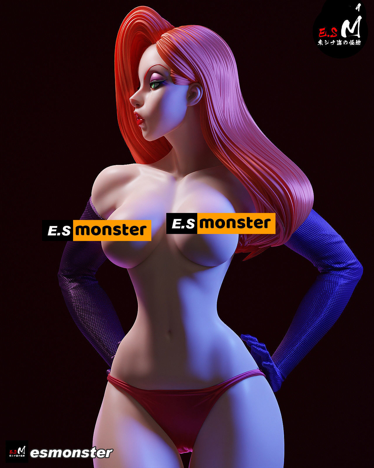 JESSICARABBIT statue of woman in dress 3D print model_3