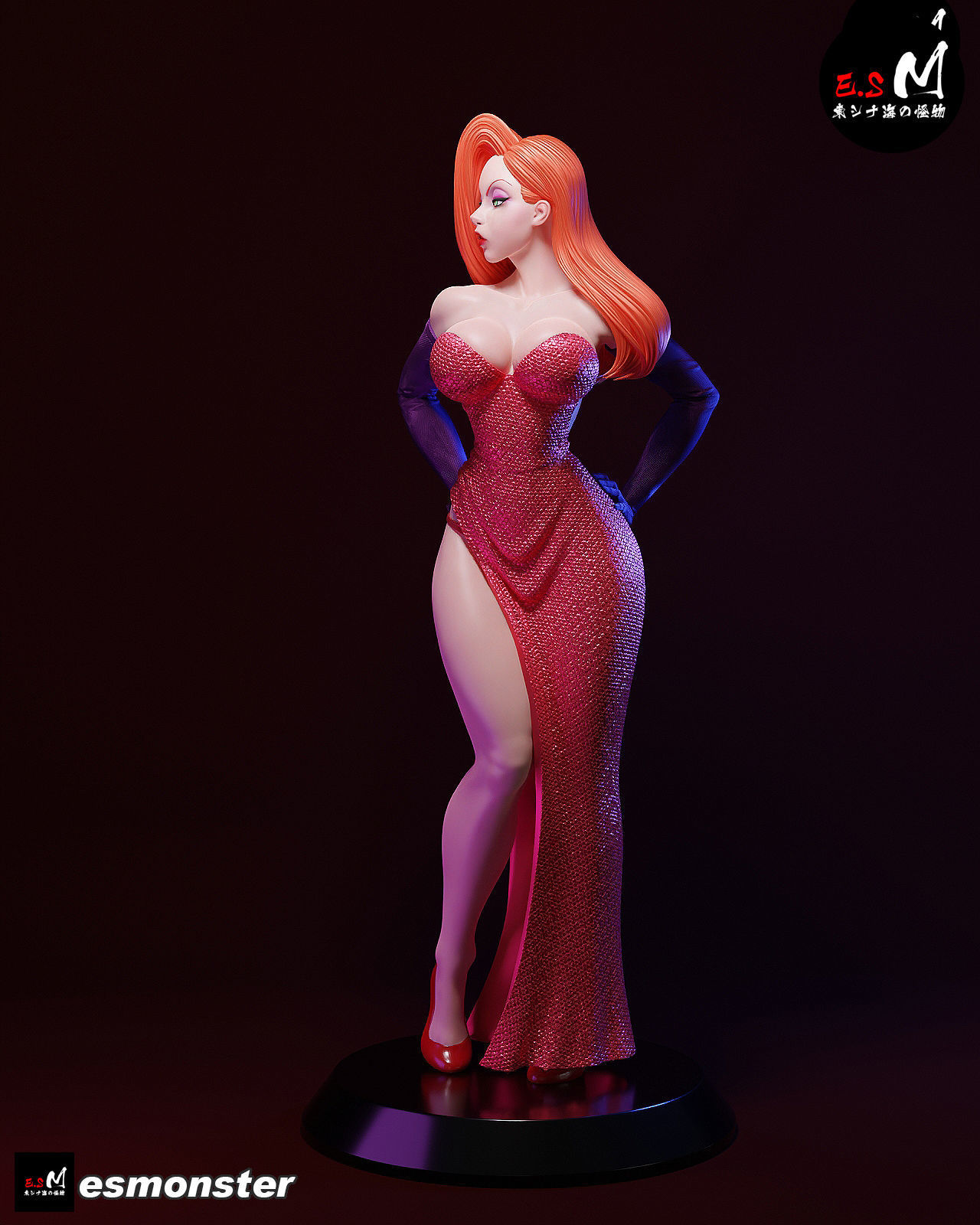 JESSICARABBIT statue of woman in dress 3D print model_16