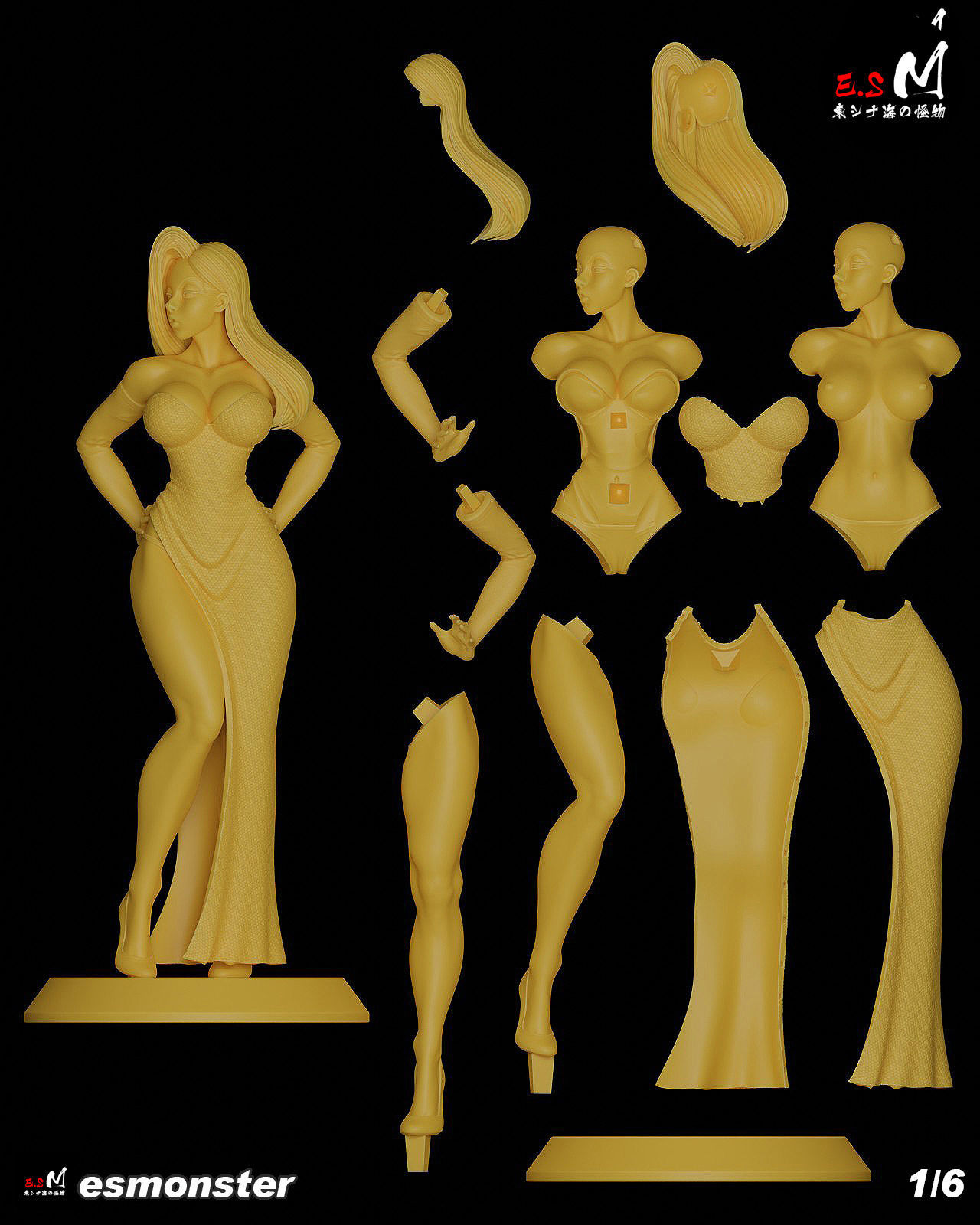 JESSICARABBIT statue of woman in dress 3D print model_25