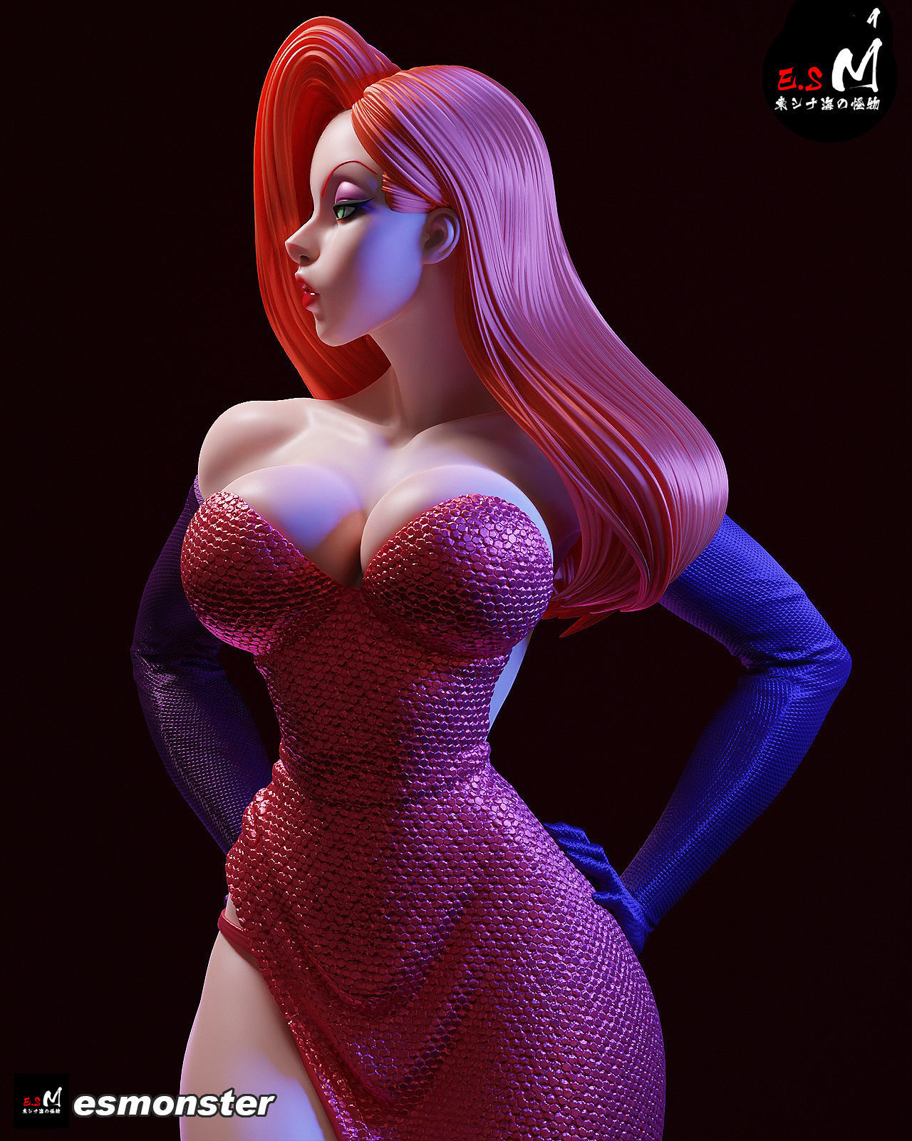 JESSICARABBIT statue of woman in dress 3D print model_19