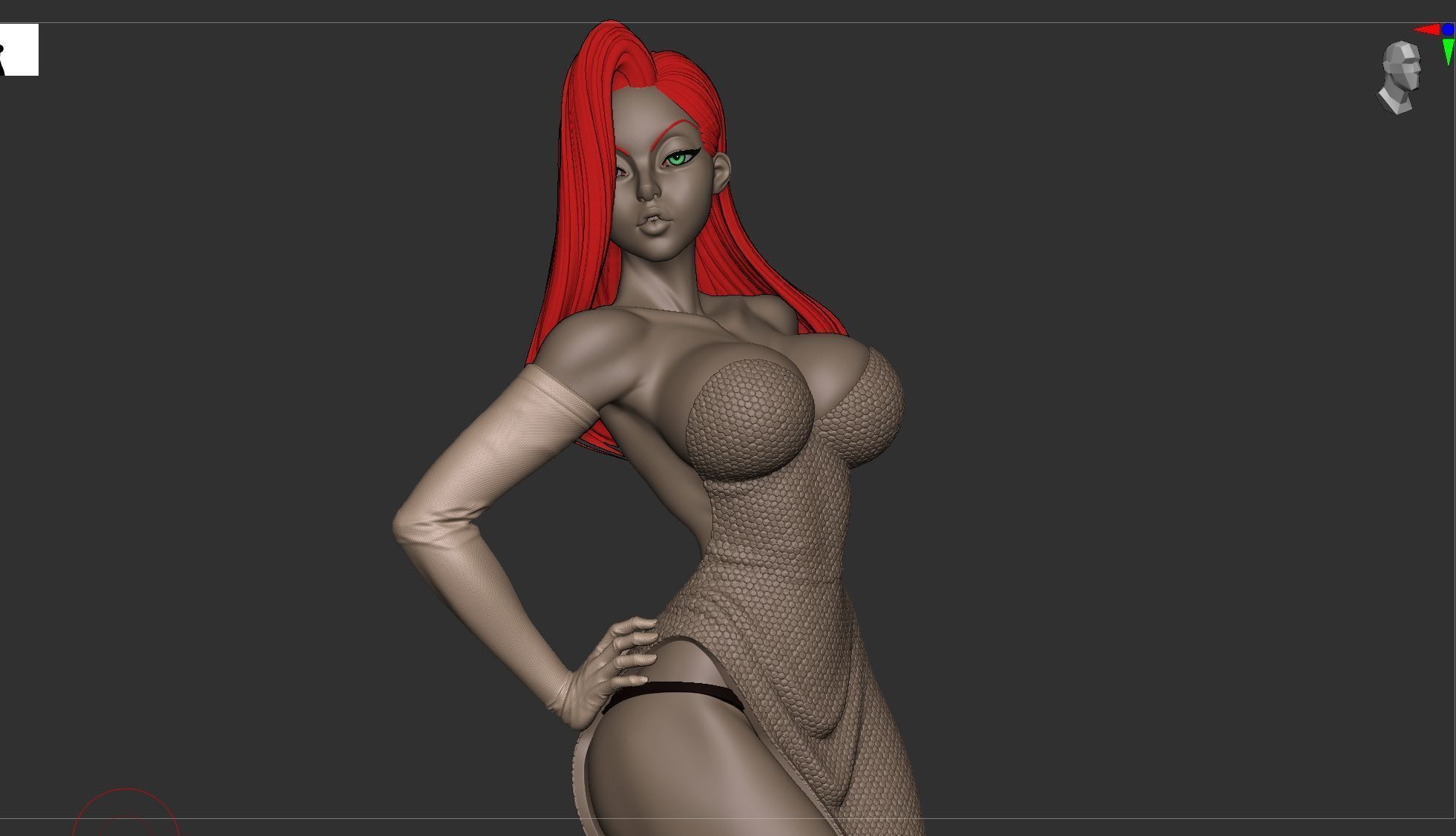 JESSICARABBIT statue of woman in dress 3D print model_10