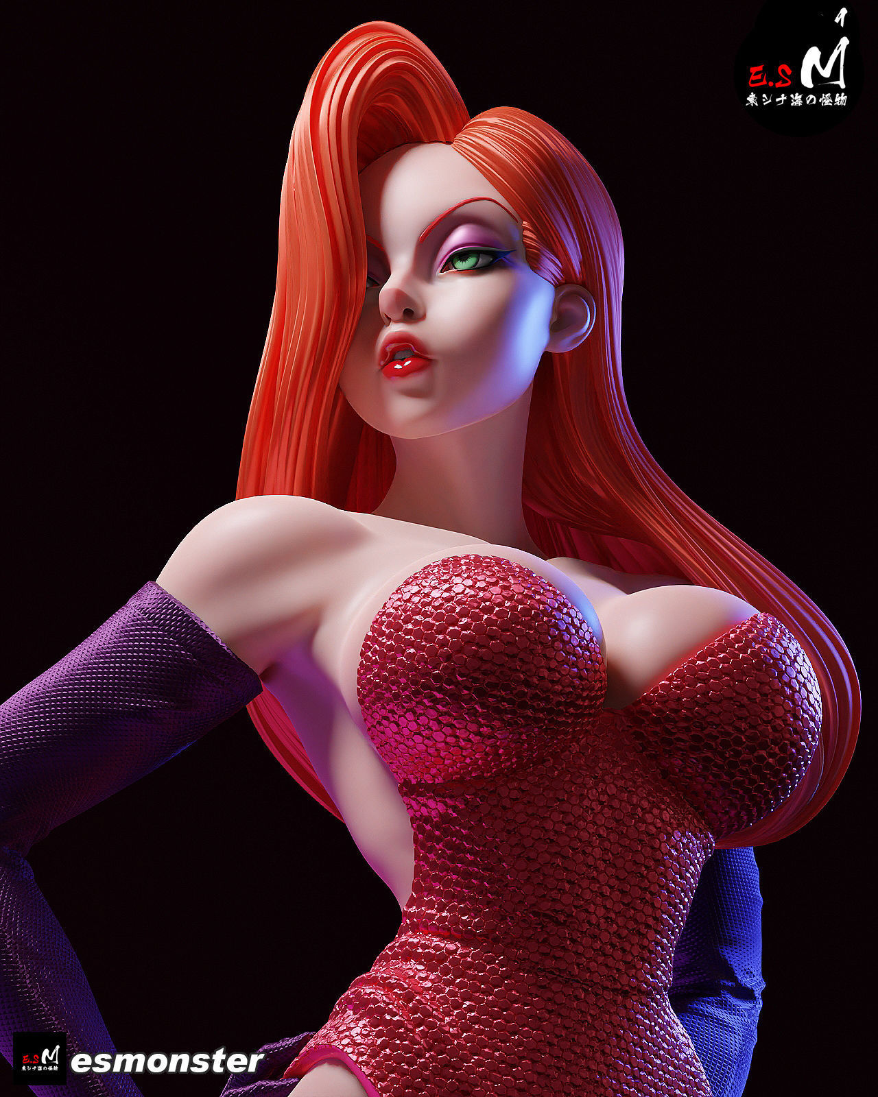 JESSICARABBIT statue of woman in dress 3D print model_20