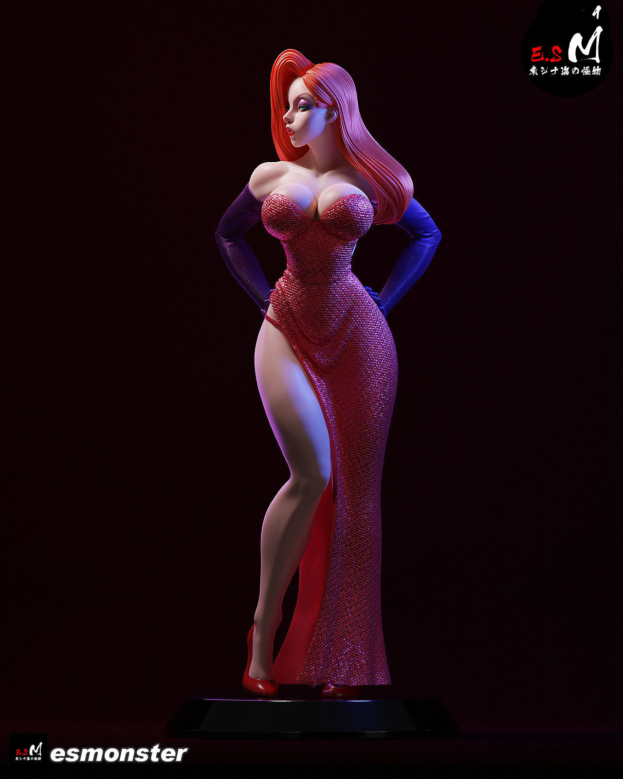 JESSICARABBIT statue of woman in dress 3D print model_22