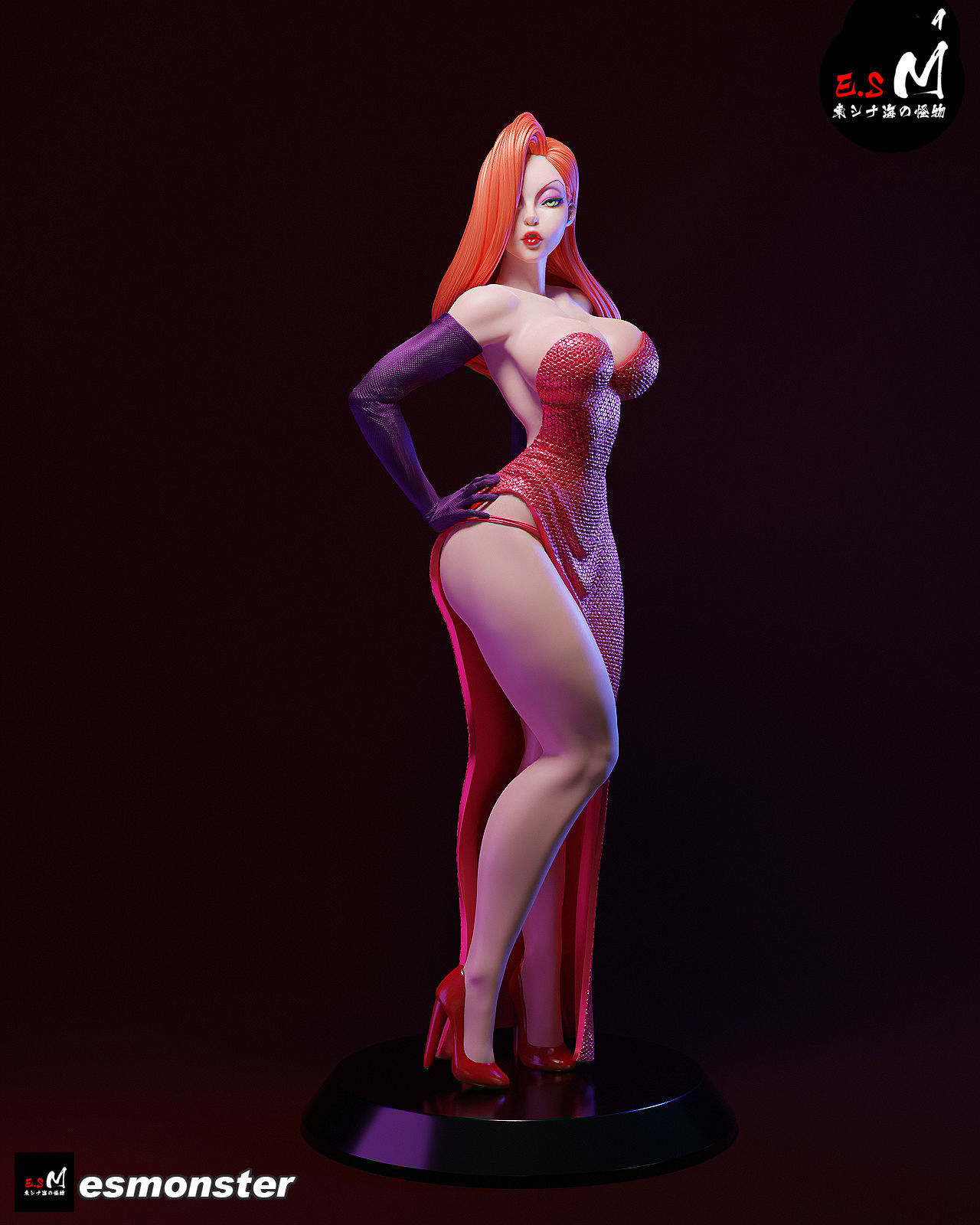 JESSICARABBIT statue of woman in dress 3D print model_17