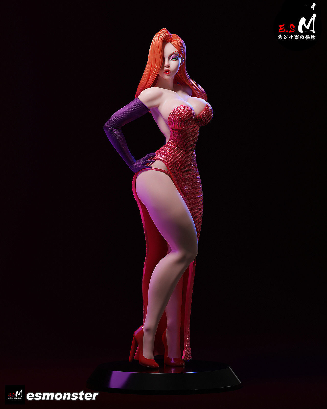 JESSICARABBIT statue of woman in dress 3D print model_21