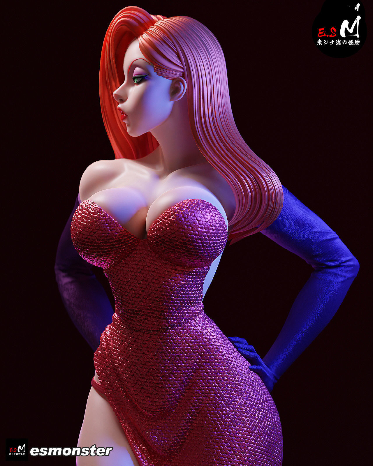 JESSICARABBIT statue of woman in dress 3D print model_15