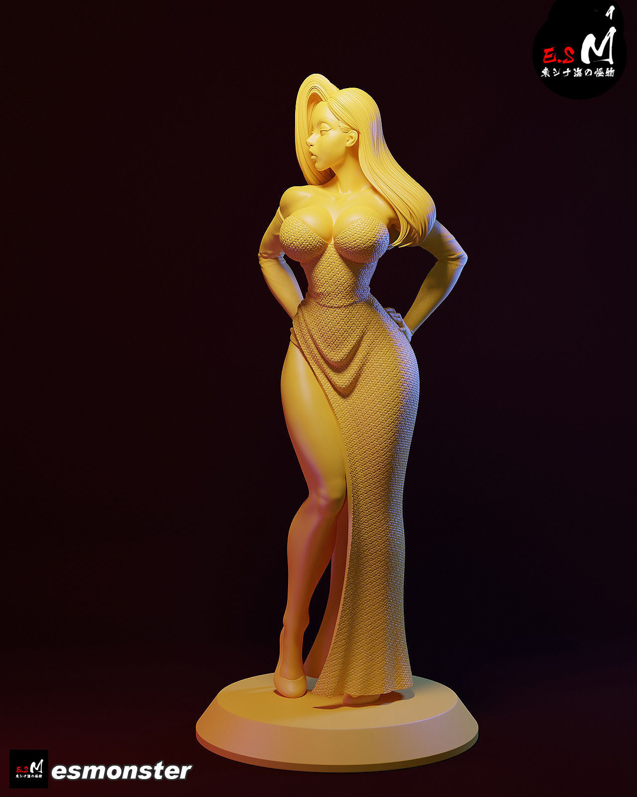 JESSICARABBIT statue of woman in dress 3D print model_7