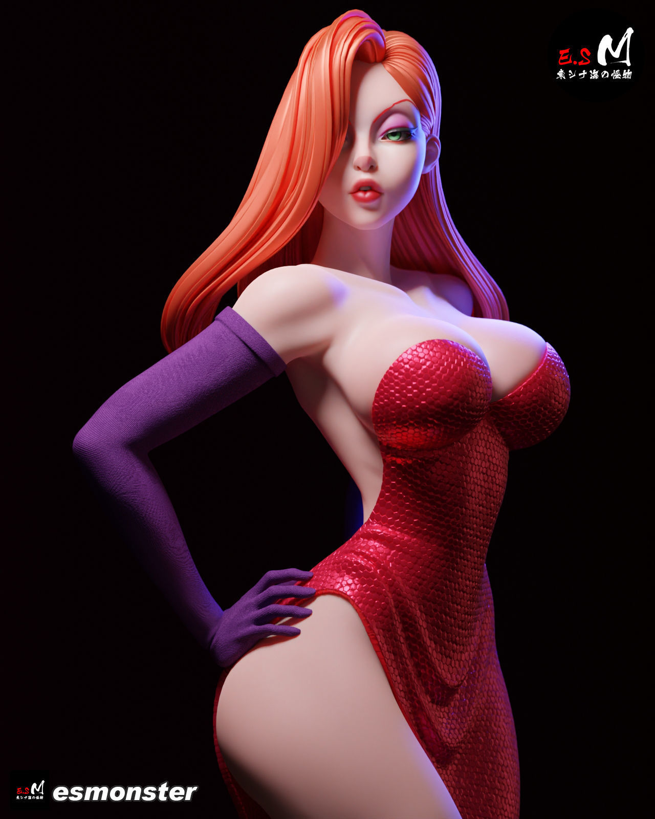 JESSICARABBIT statue of woman in dress 3D print model_8