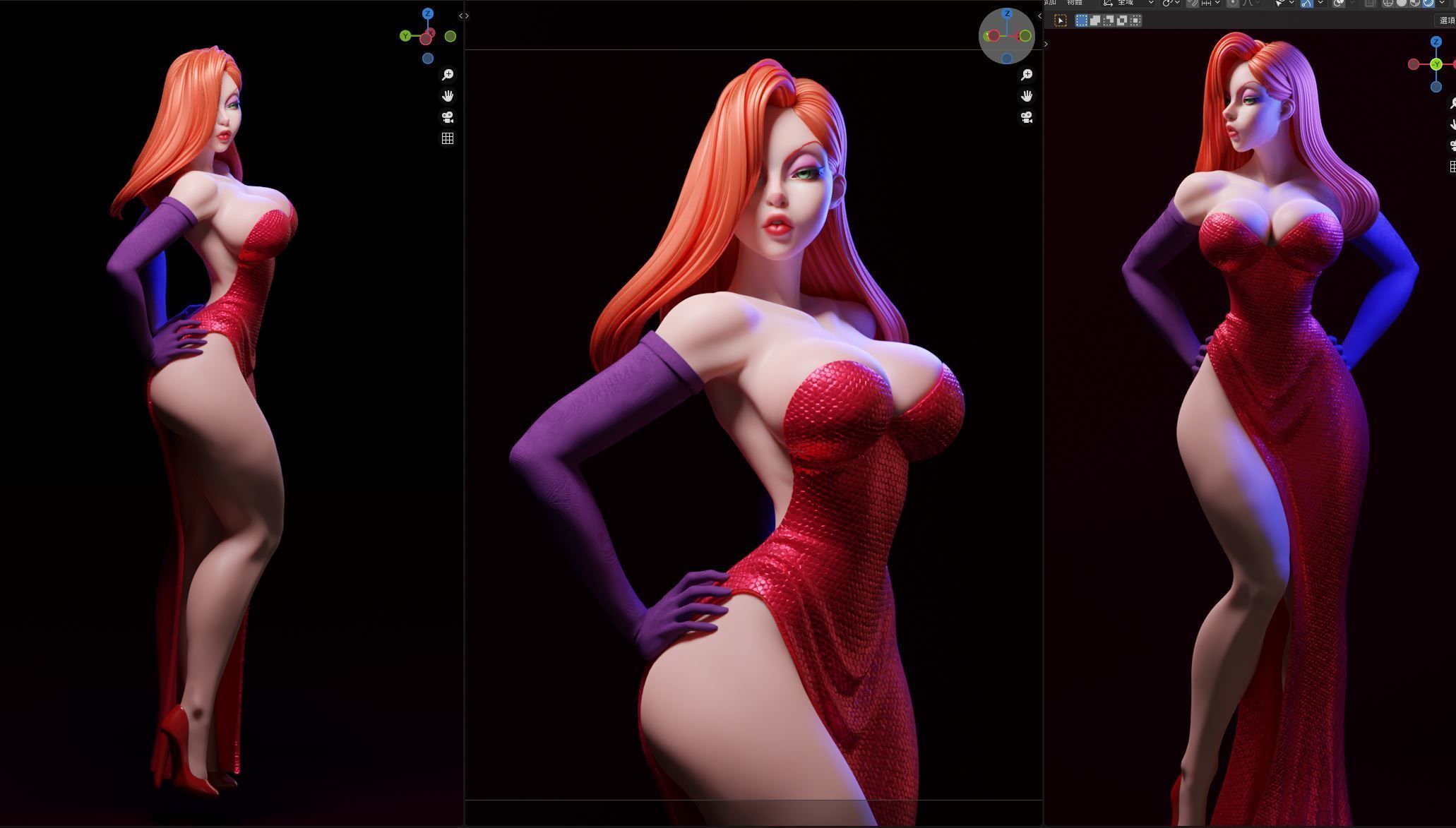 JESSICARABBIT statue of woman in dress 3D print model_27