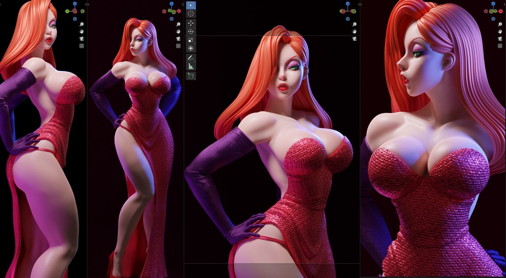 JESSICARABBIT statue of woman in dress 3D print model_13