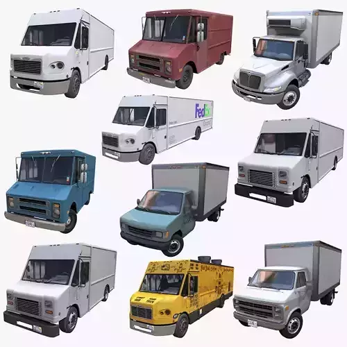 Box van trucks 3D Model Collection