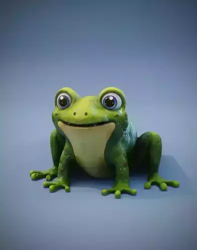 Cartoon Frog with Facial Expressions and 12 Animations 3D Model Low-poly 3D model