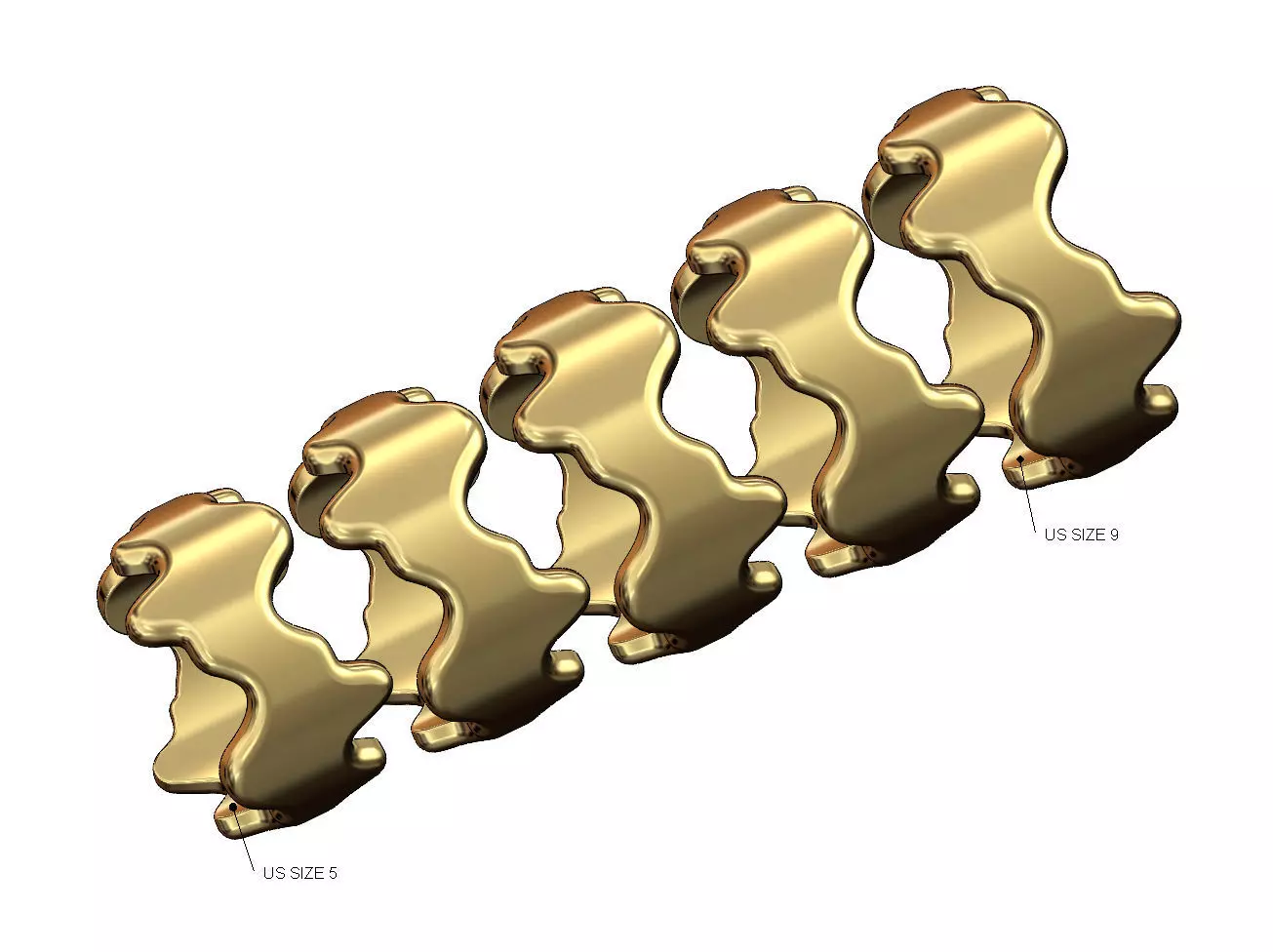 Double dripping sides fashion stacker band US sizes 5to9 3D print model