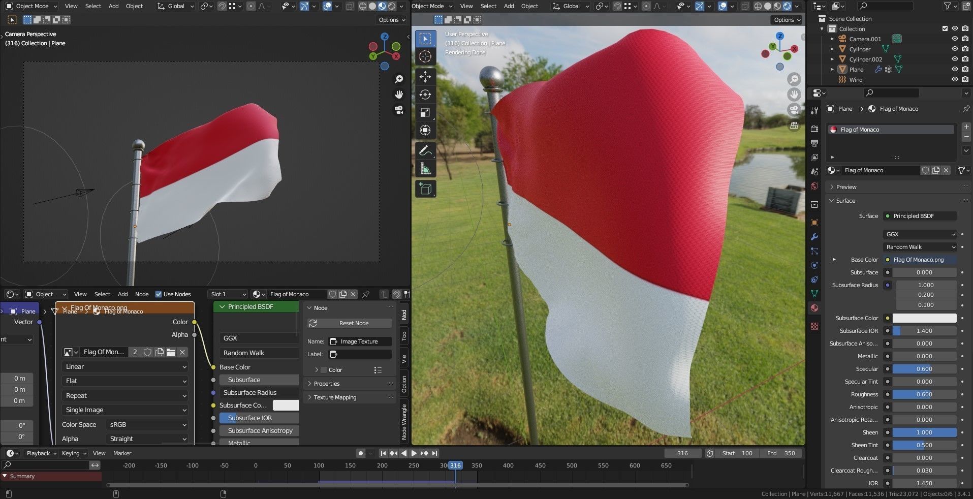 Animated Monaco Flags 3D model_3