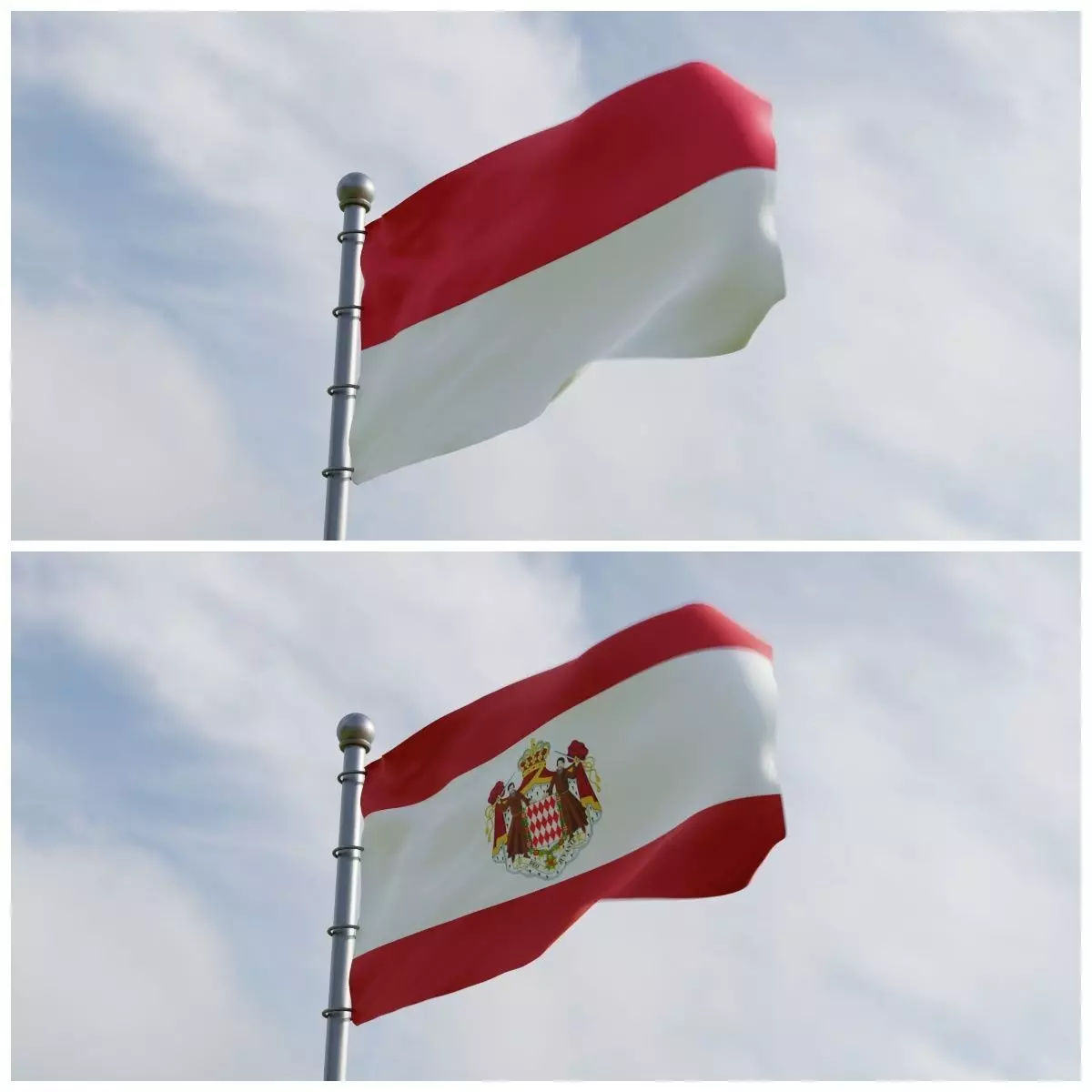 Animated Monaco Flags 3D model_0