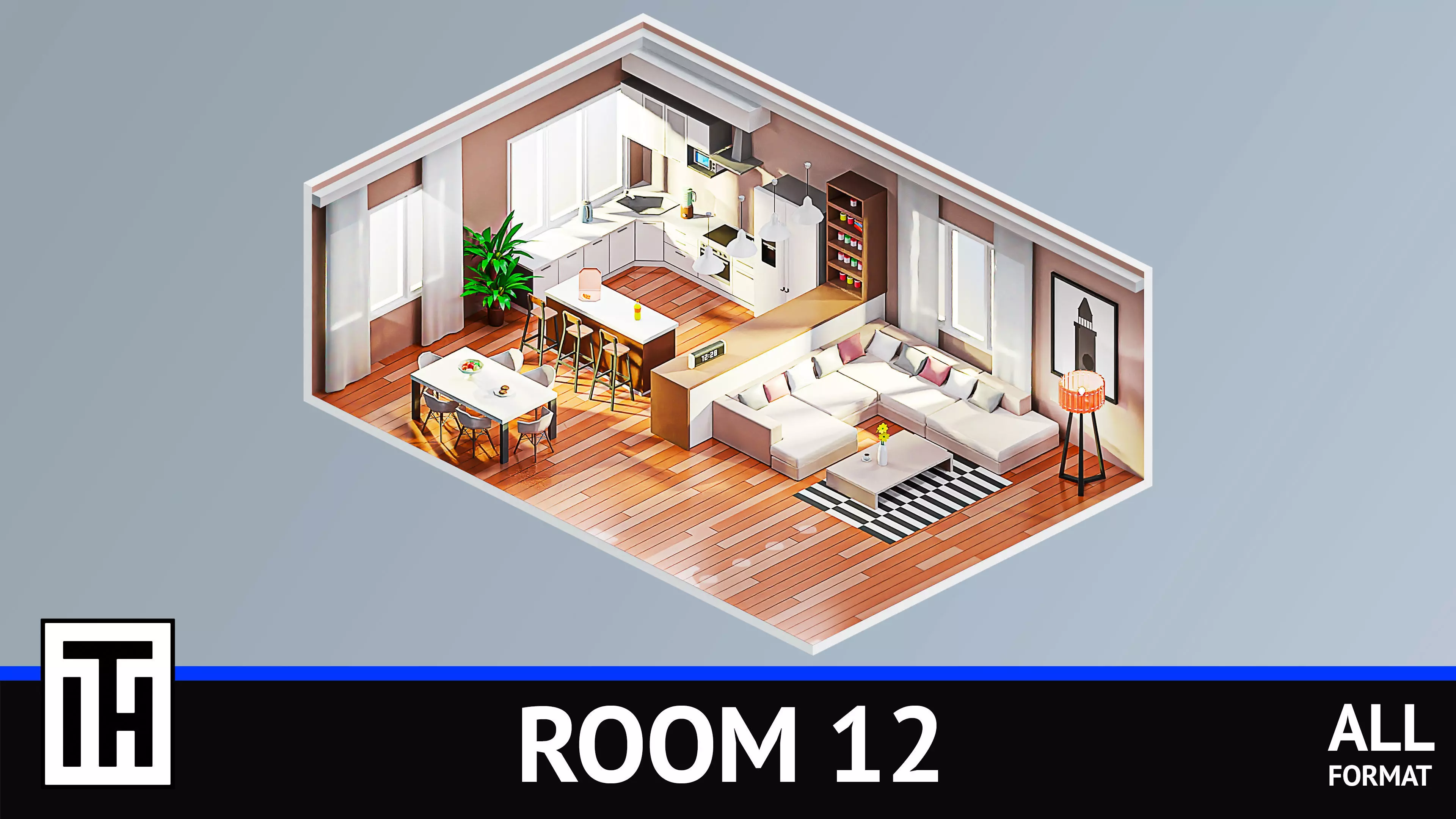 Room 12 Low-poly 3D model_0