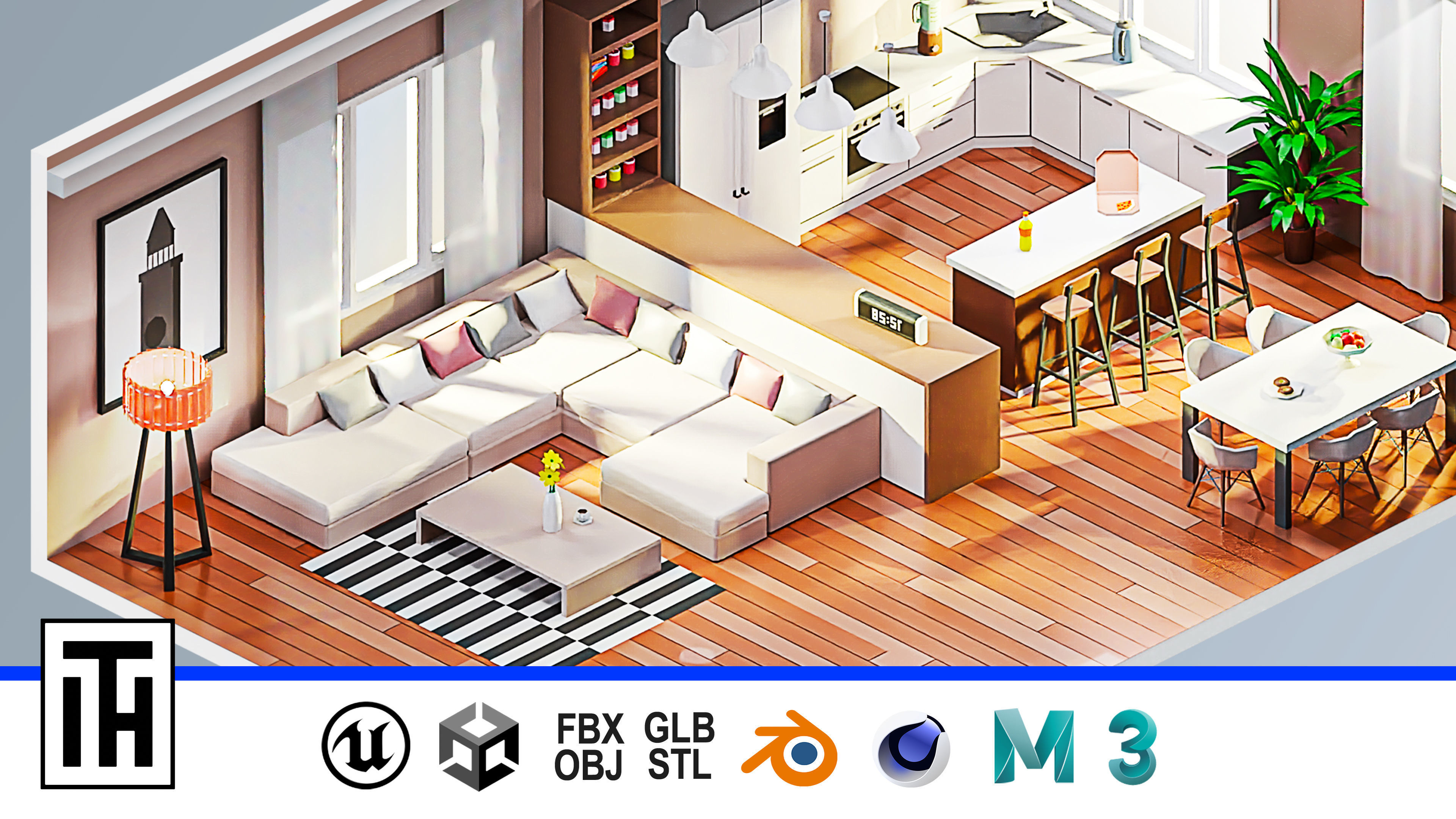 Room 12 Low-poly 3D model_1