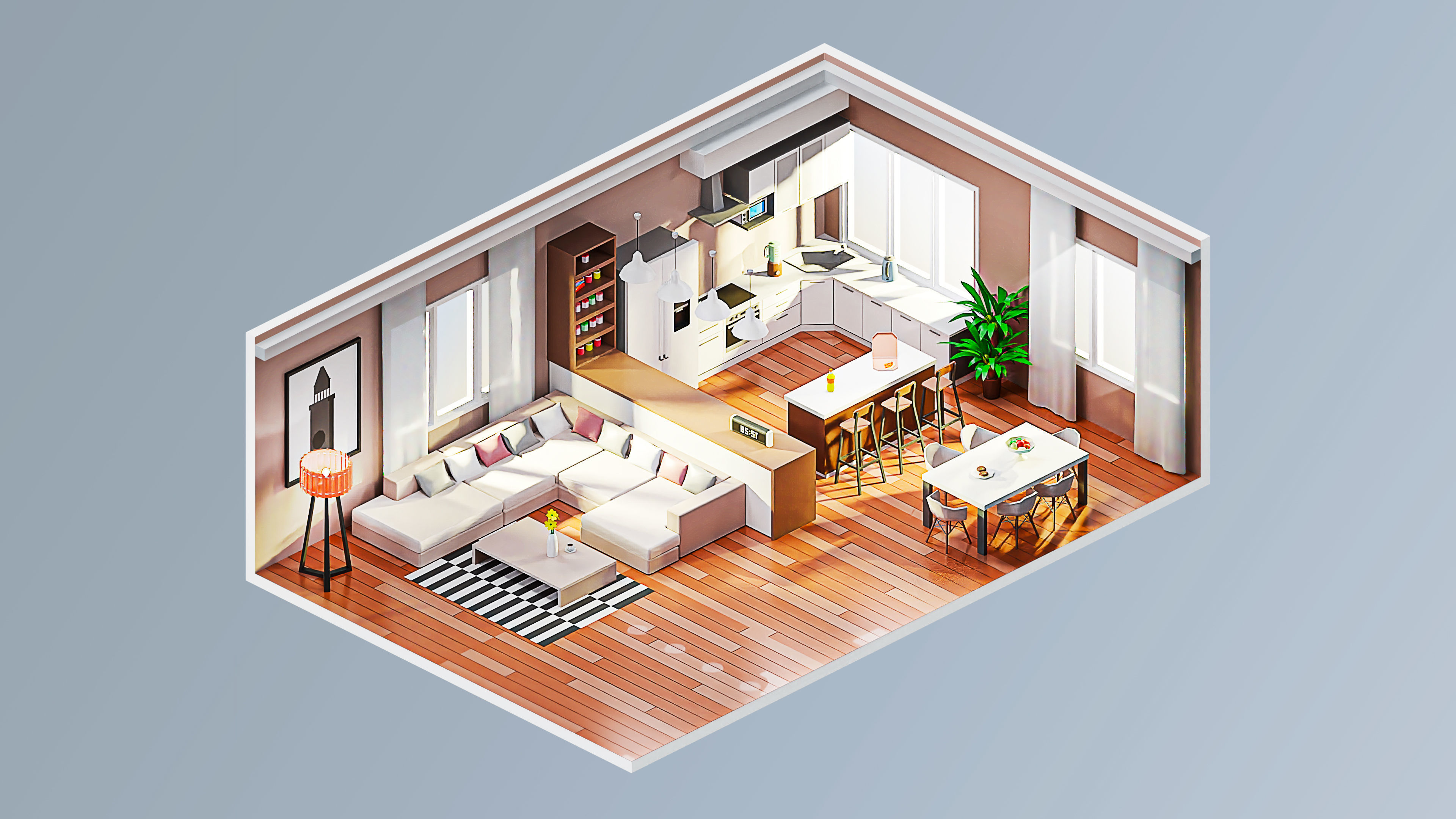 Room 12 Low-poly 3D model_4