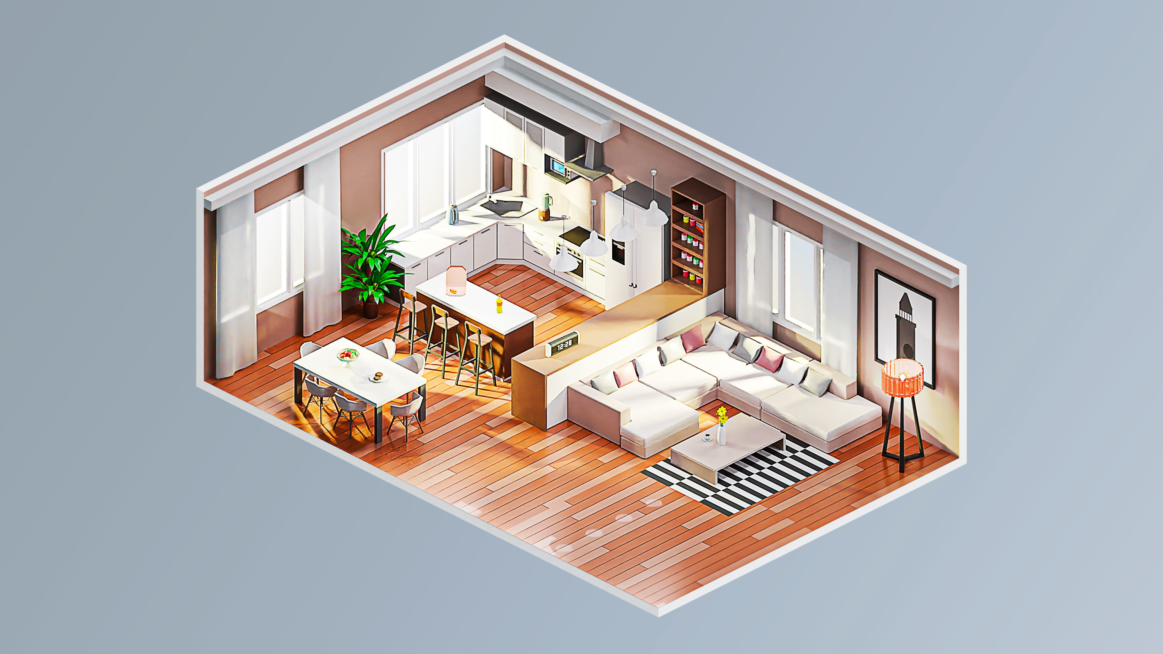 Room 12 Low-poly 3D model_3