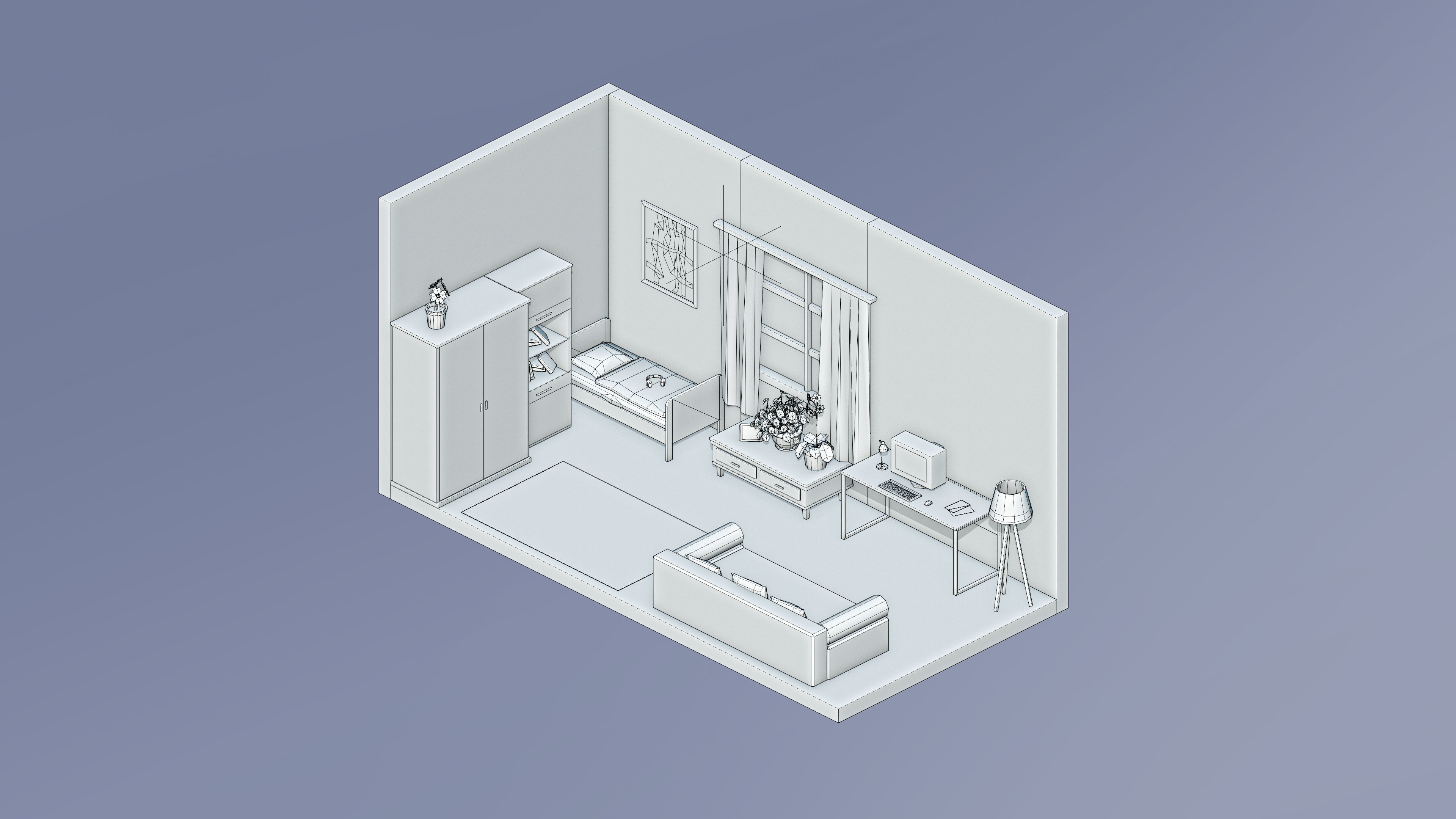 Room 13 Low-poly 3D model_5