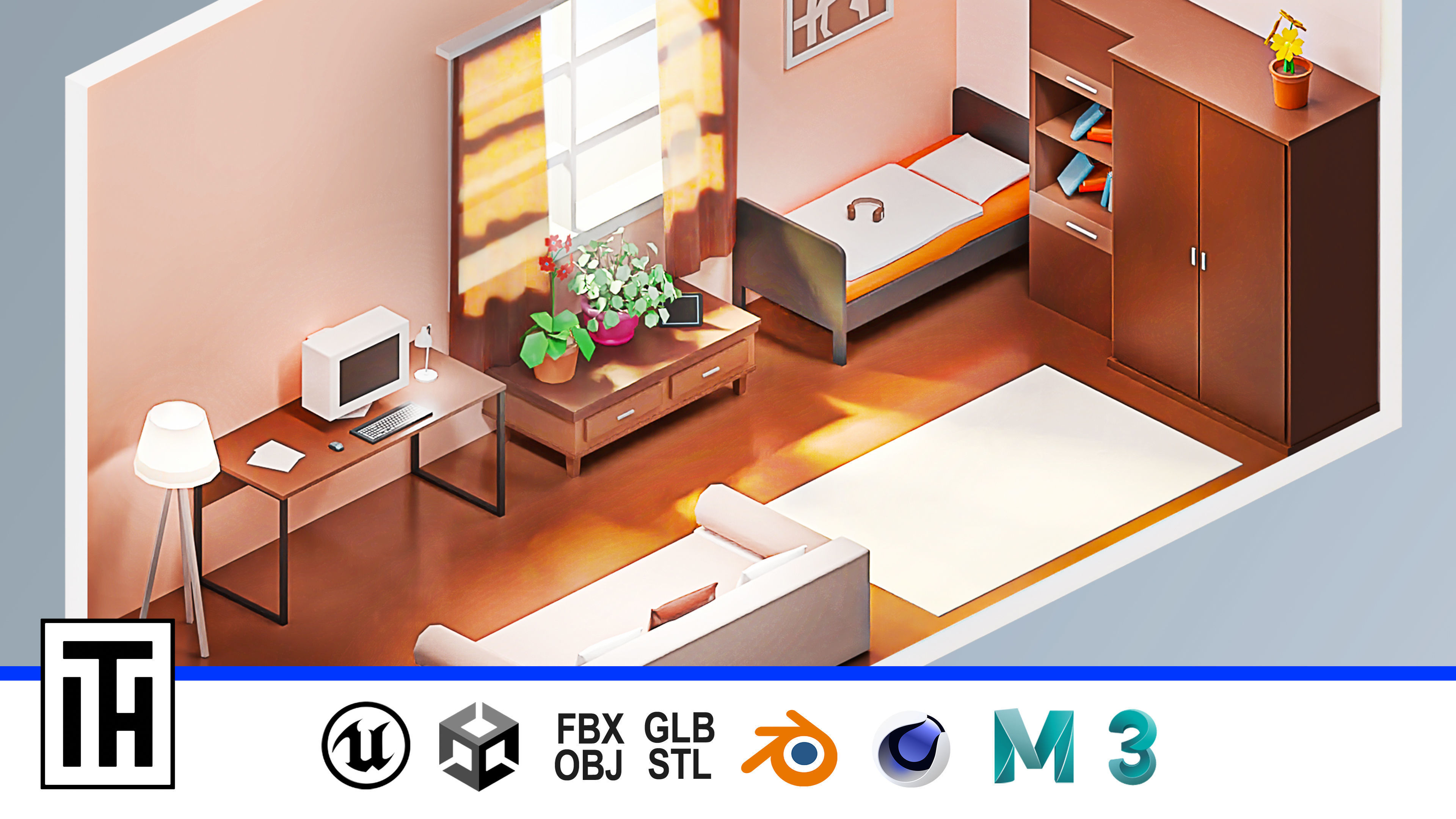 Room 13 Low-poly 3D model_1