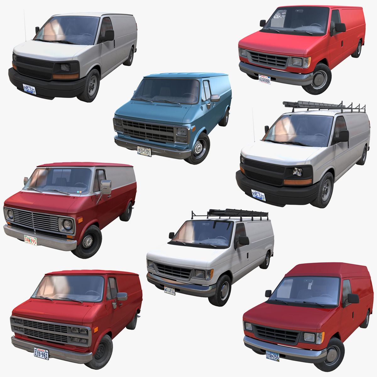Industrial vans collection VR / AR / lowpoly CGTrader