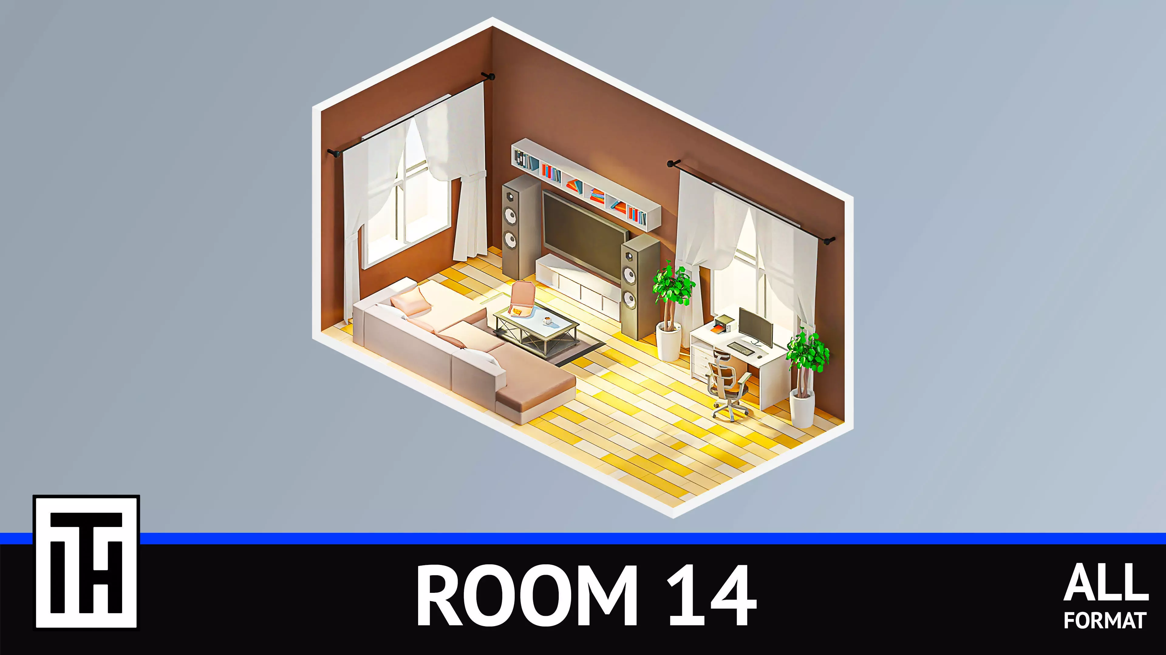 Room 14 Low-poly 3D model_0