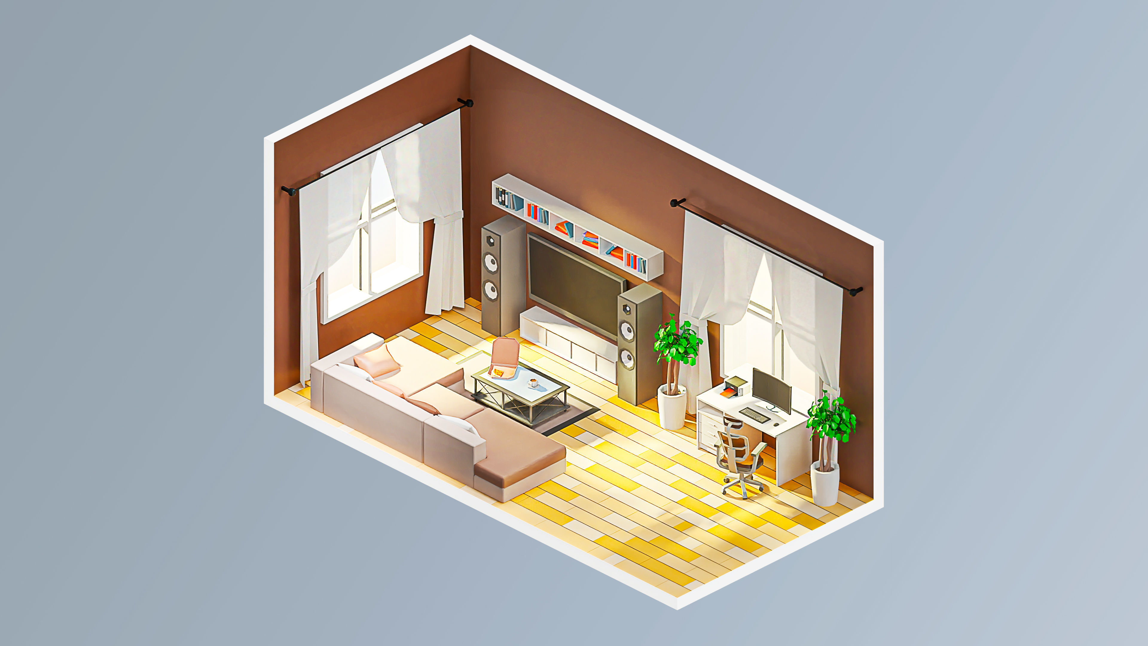 Room 14 Low-poly 3D model_3