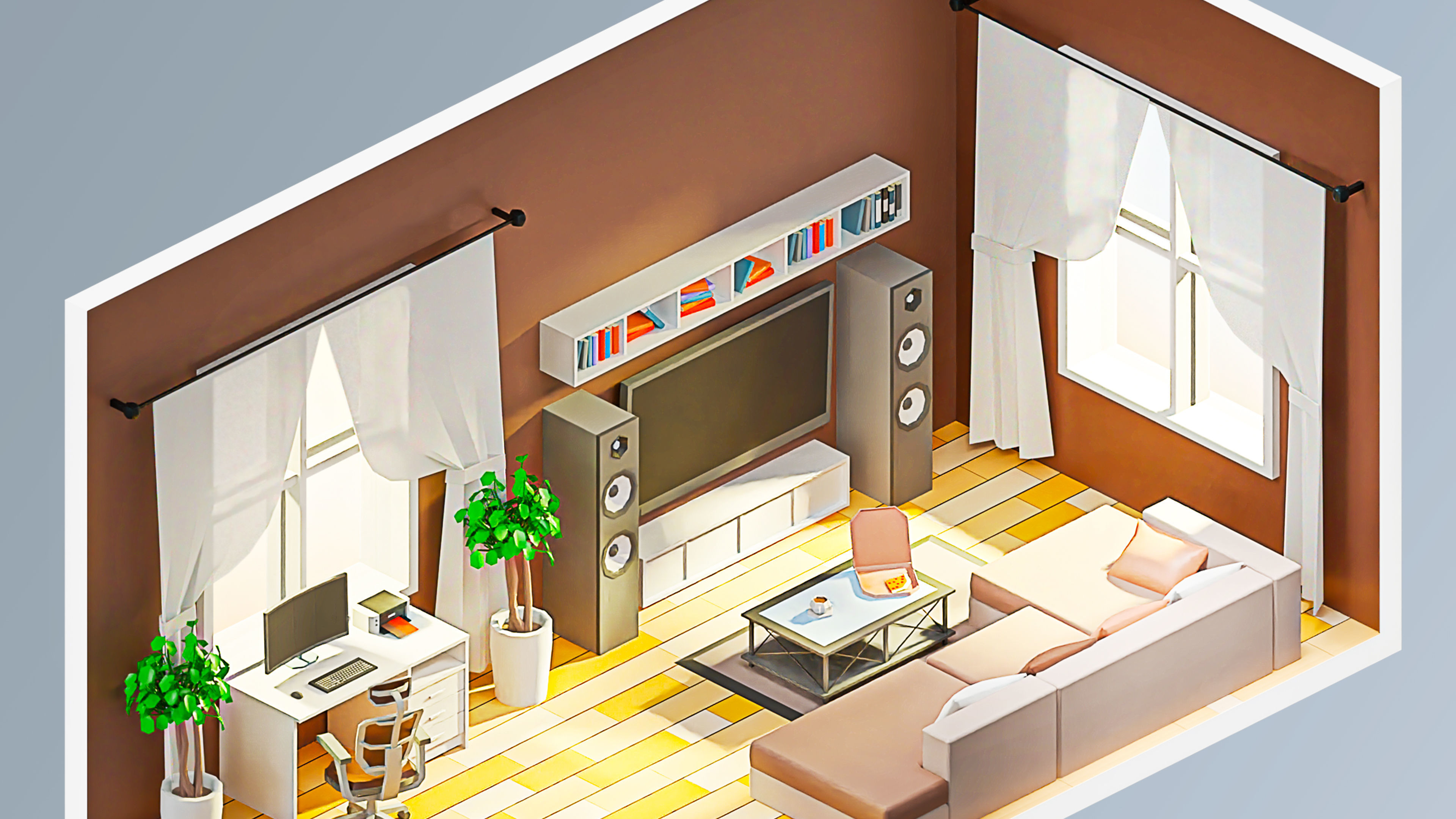 Room 14 Low-poly 3D model_2