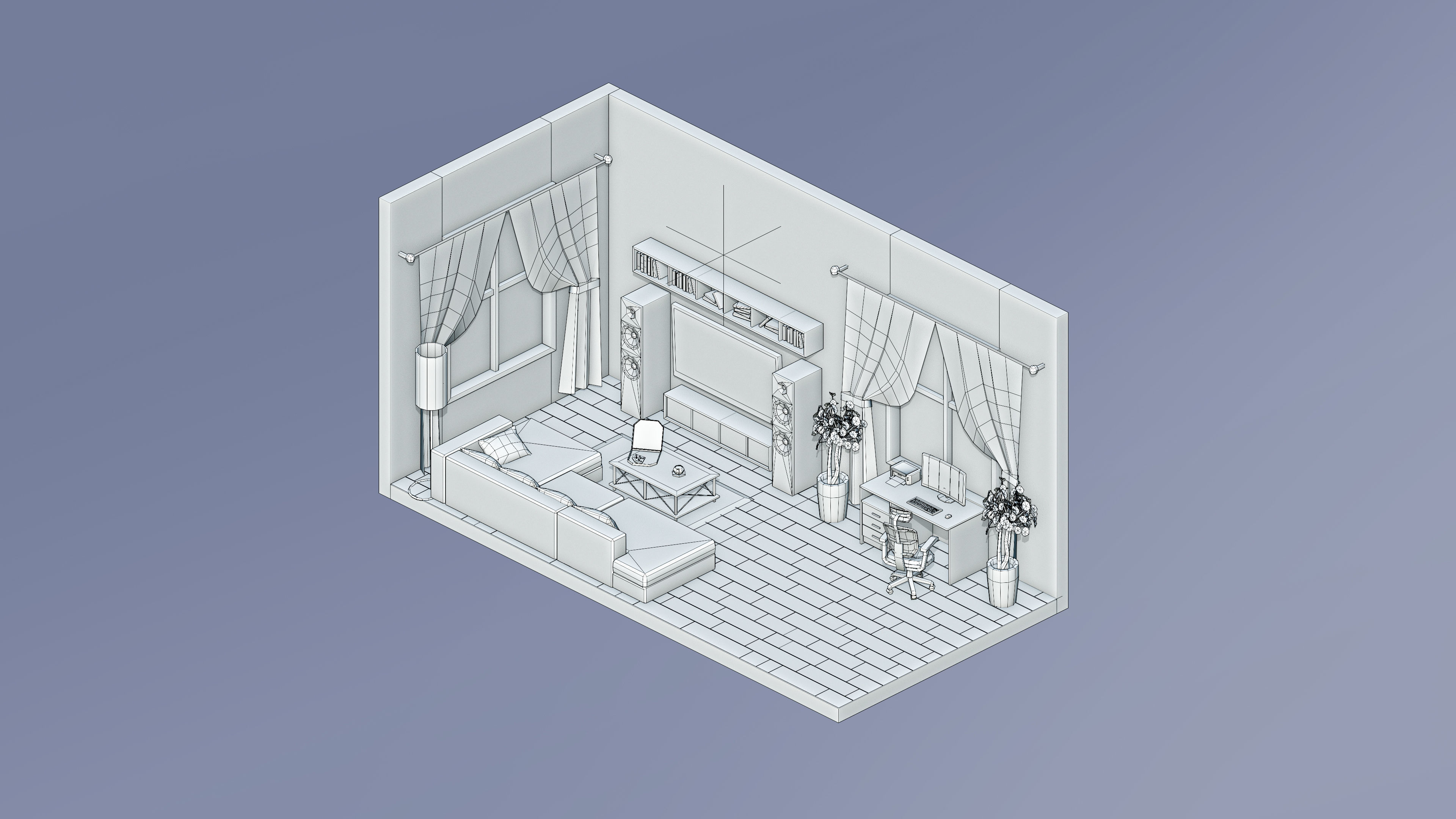 Room 14 Low-poly 3D model_5