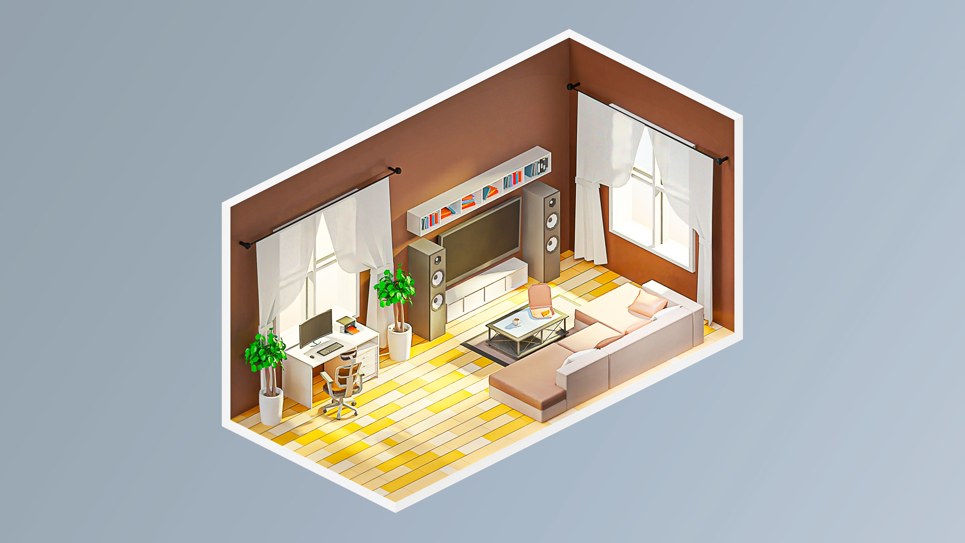 Room 14 Low-poly 3D model_4